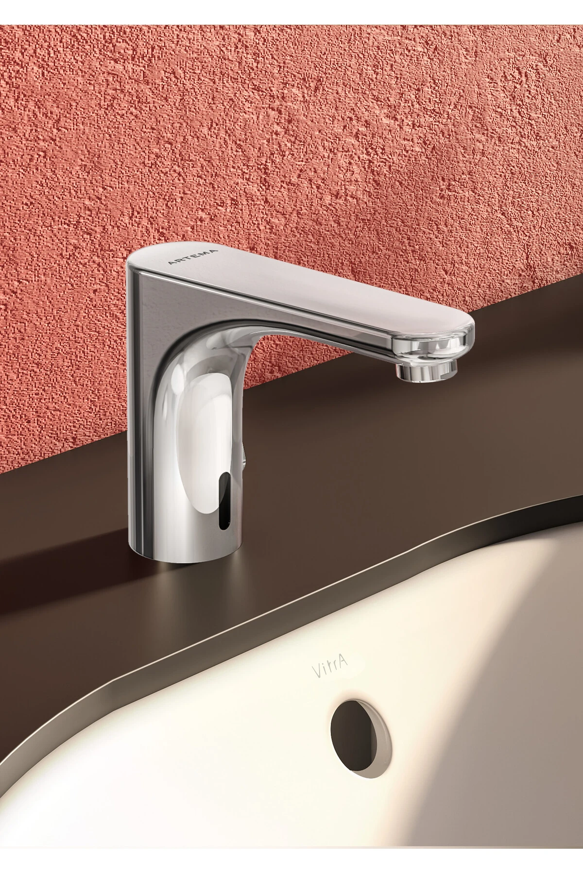 Artema Root Round A47120 Temassız Lavabo Bataryası, Pilli, Çift Su Girişli, Krom