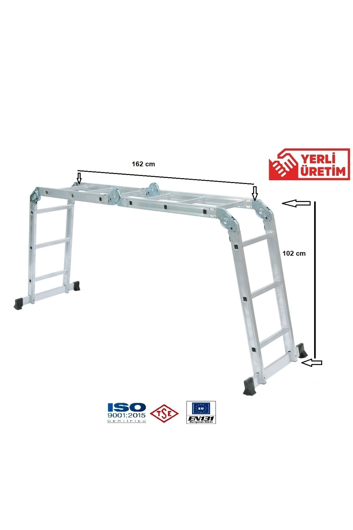 12 Basamaklı 1,6 MM Kalınlık 3.50 M Katlanır Çok Amaçlı Merdiven - ELIT 43