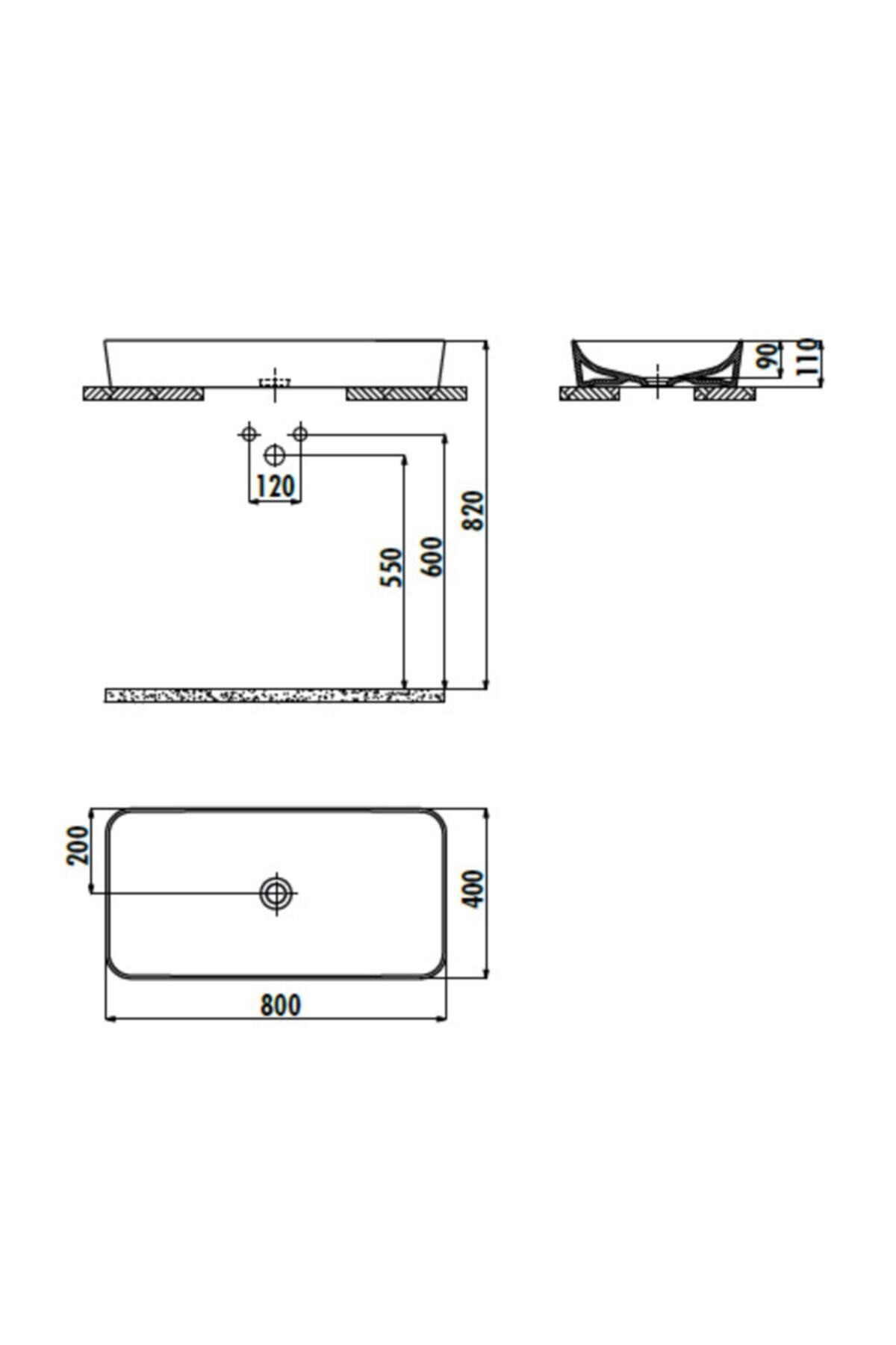 Ul080 Ultra Tezgah Üstü Lavabo Beyaz 80 Cm