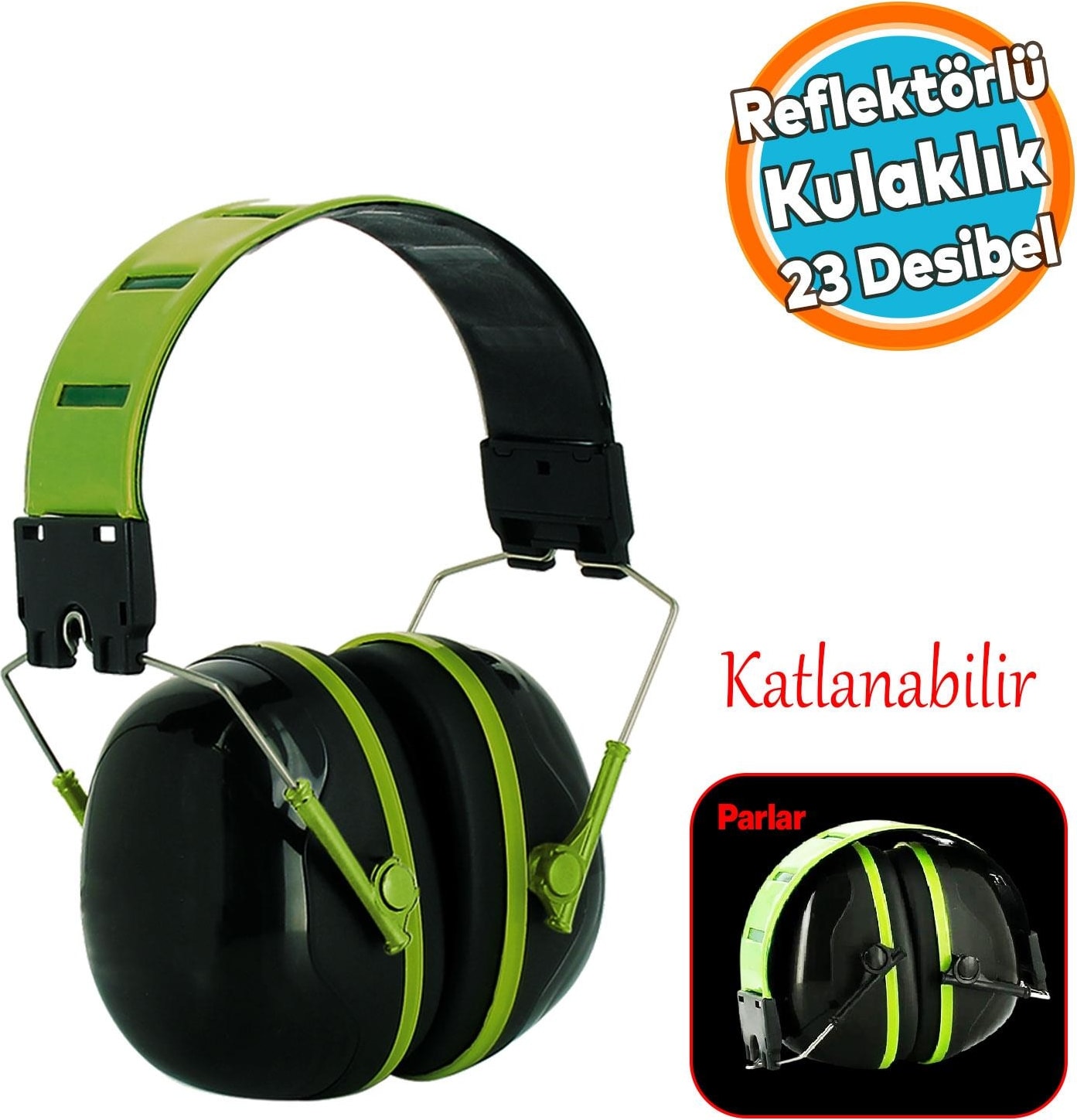 Reflektörlü Manşonlu Kulaklık Gürültü Önleme 23 Db Ses Koruma Kulak Işitme Koruyucu Reflektif