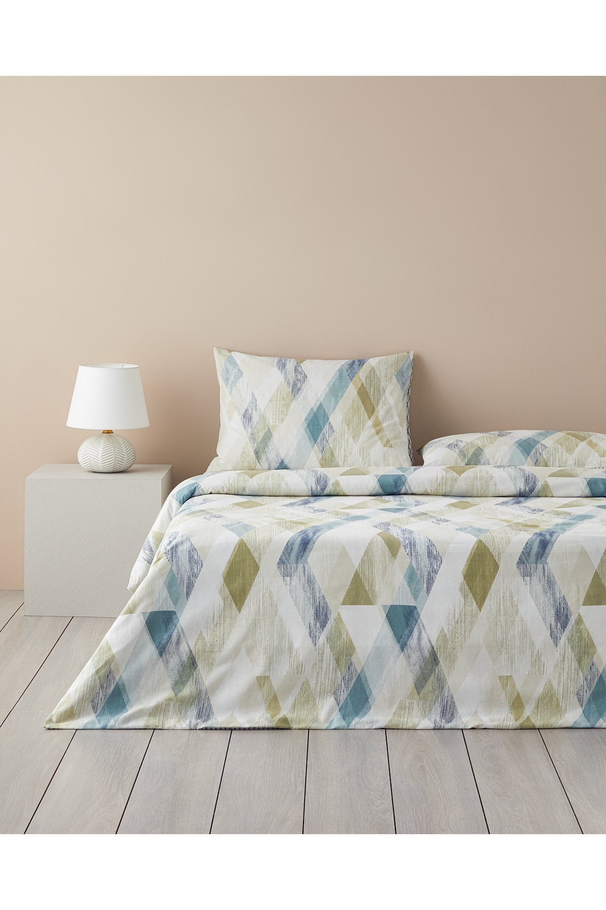 Modern Argyle Pamuk Çift Kişilik Nevresim Takımı 200x220 cm Mavi