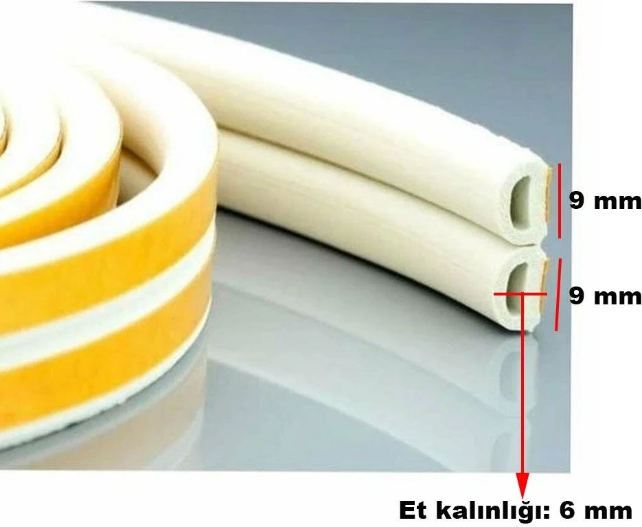 Yapışkanlı 10x2=20 Metre (BEYAZ) Kapı Pencere Bandı Fitili Soğuk Izolasyon Kauçuk Bantları