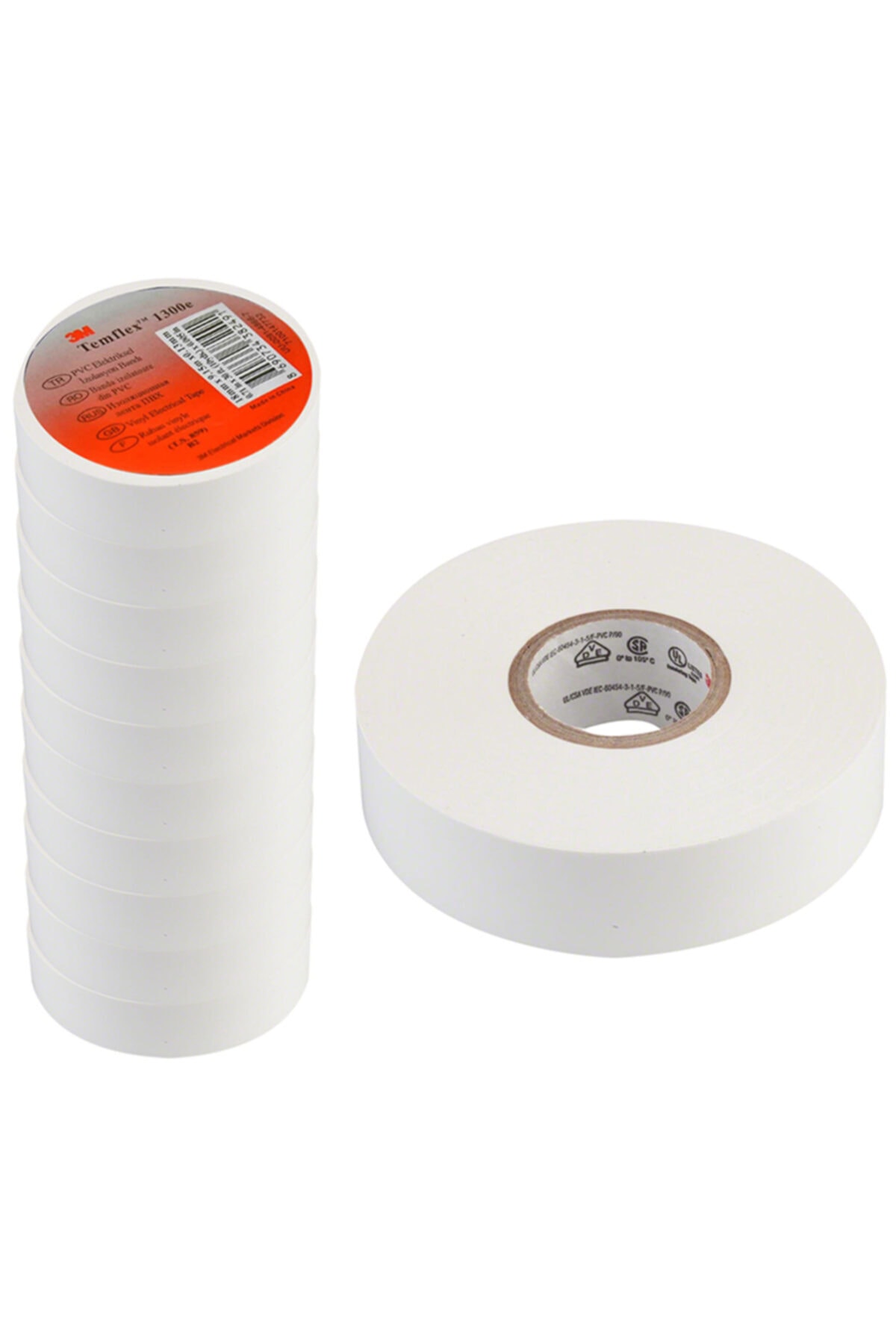 Temflex 1300e Pvc Izole Bant Beyaz 10'luk Paket 18mmx9.15mx0.1m