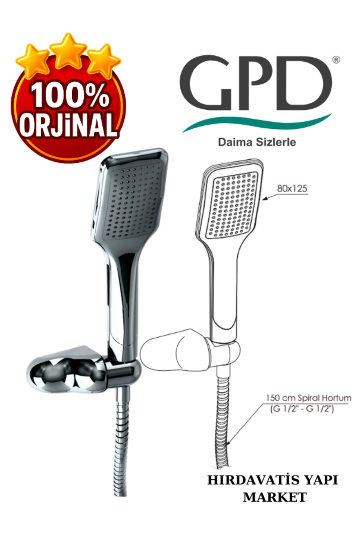 DST37 Askılı Duş Seti (Tek Fonksiyonlu 80X125)