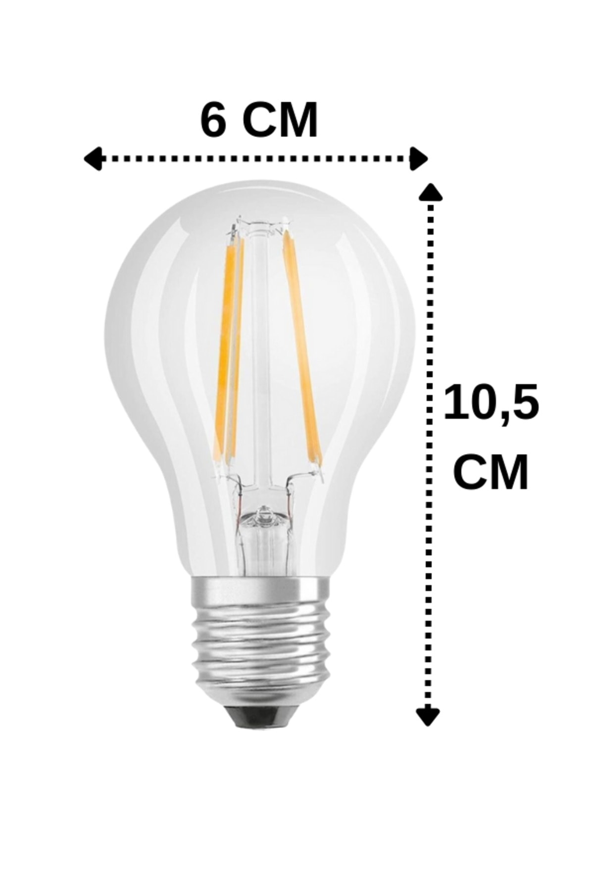 (2 Adet) 6,5W (60W) 2700K (Sarı Işık) Dim Edilebilir E27 Duylu (Kalın Duy) Led Şeffaf Ampul