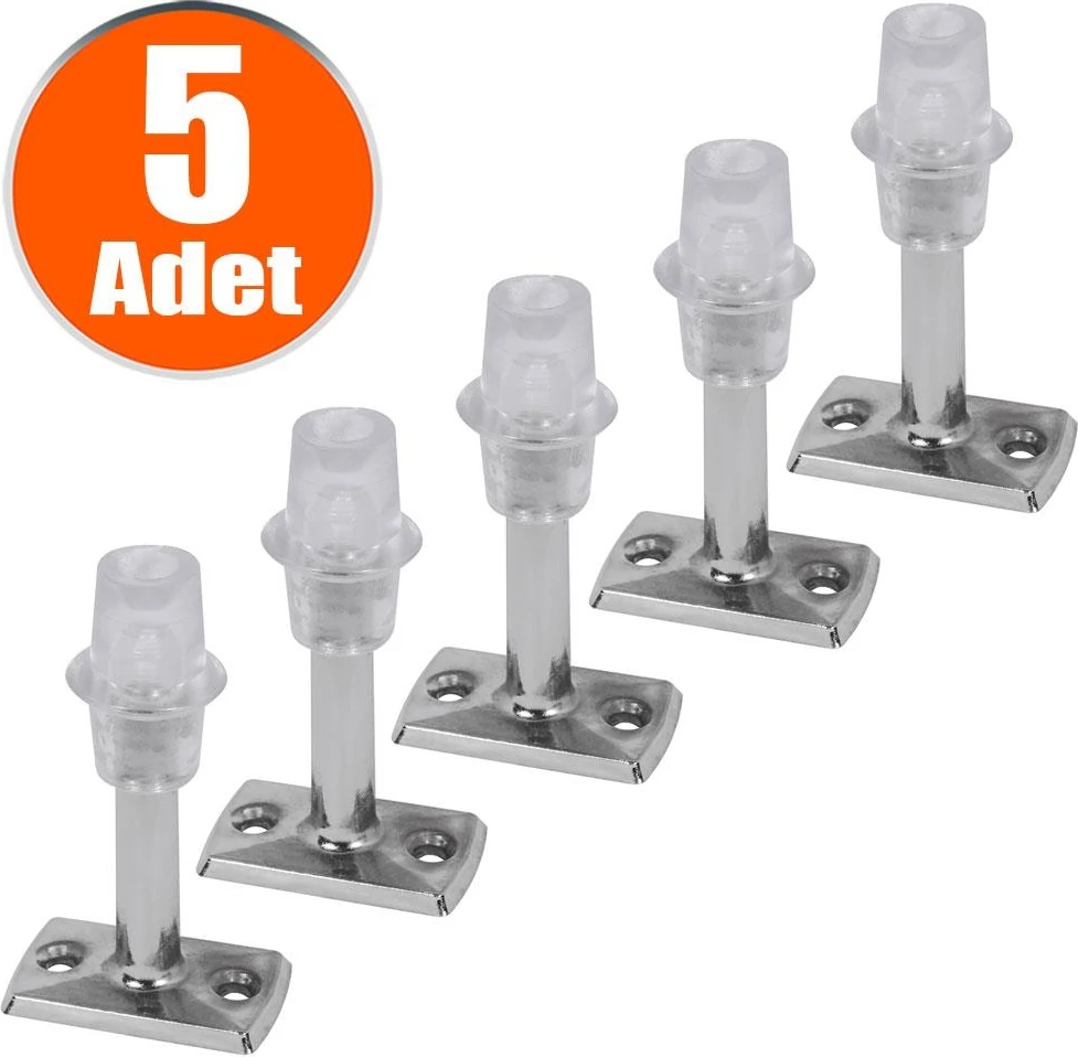 (5 ADET) Kapı Kolu Stoperi Tamponu Krom Metal Kapı Stopu Durdurucu Tutucu Tutacağı 8 Cm