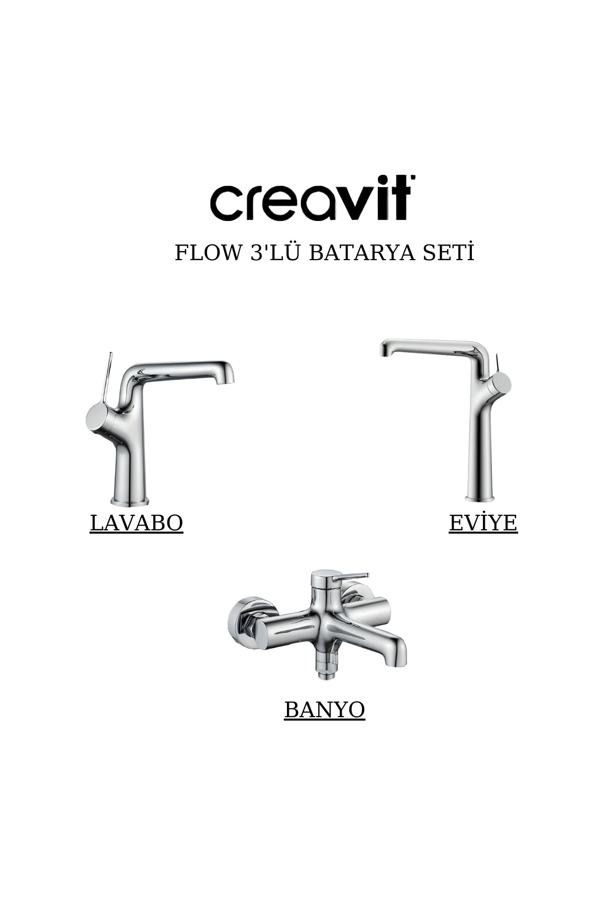 Flow Batarya Seti 3’Lü Banyo-Lavabo-Eviye