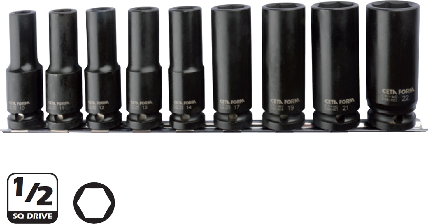 C64-R09 9 Parça 1/2’’ 6 Köşe Derin Havalı Lokma Anahtar Takımı