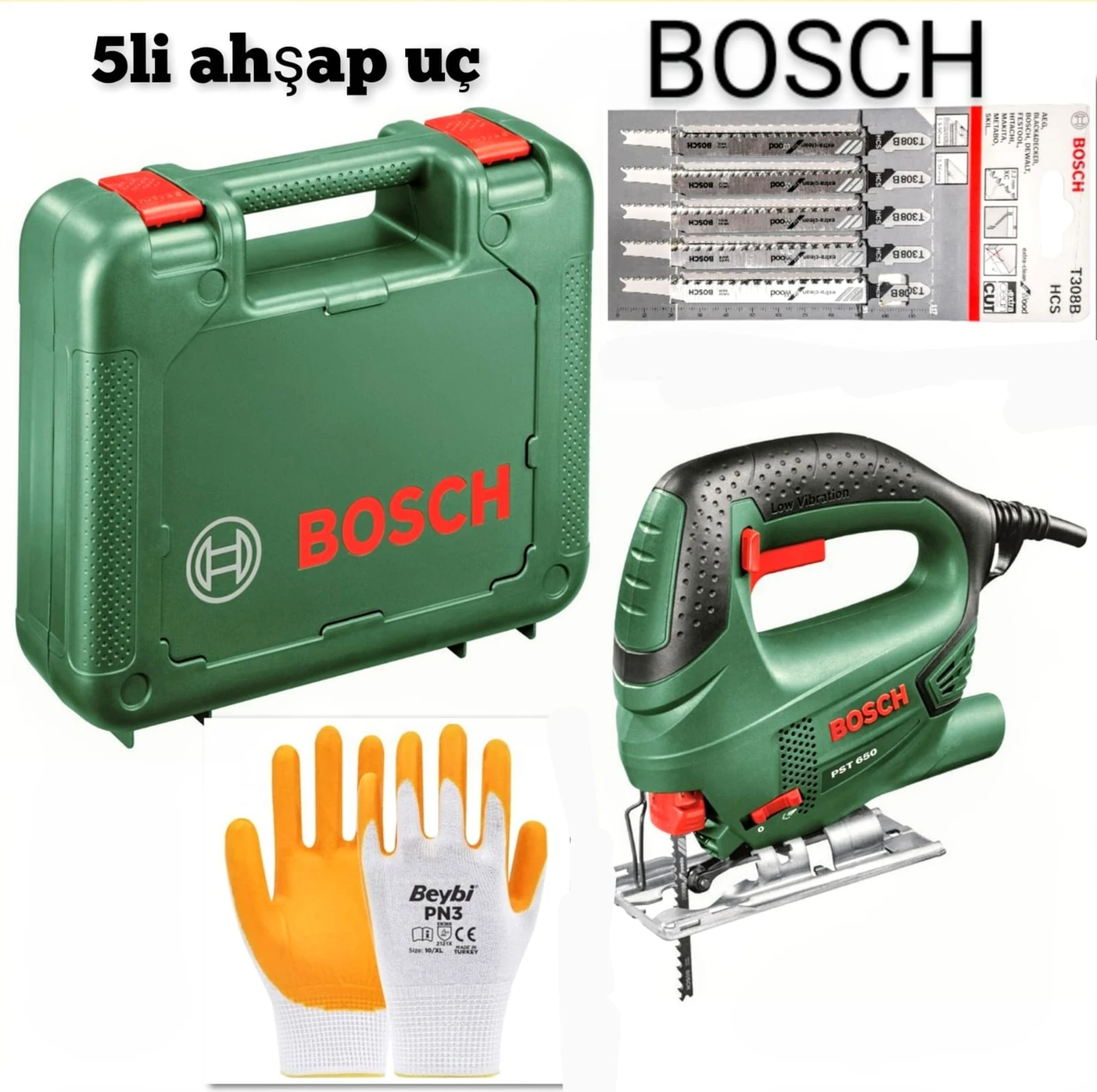 Pst 650 Dekupaj Testere ,5 Li  Uç Seti ve Eldiven