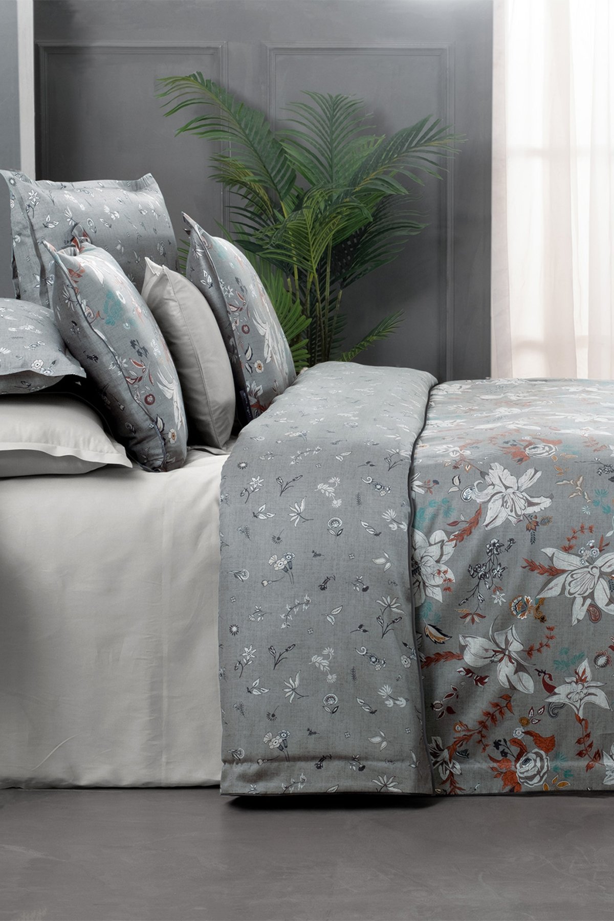 Portland Gri King Size (Battal Boy) %100 Pamuk Saten Nevresim Takımı