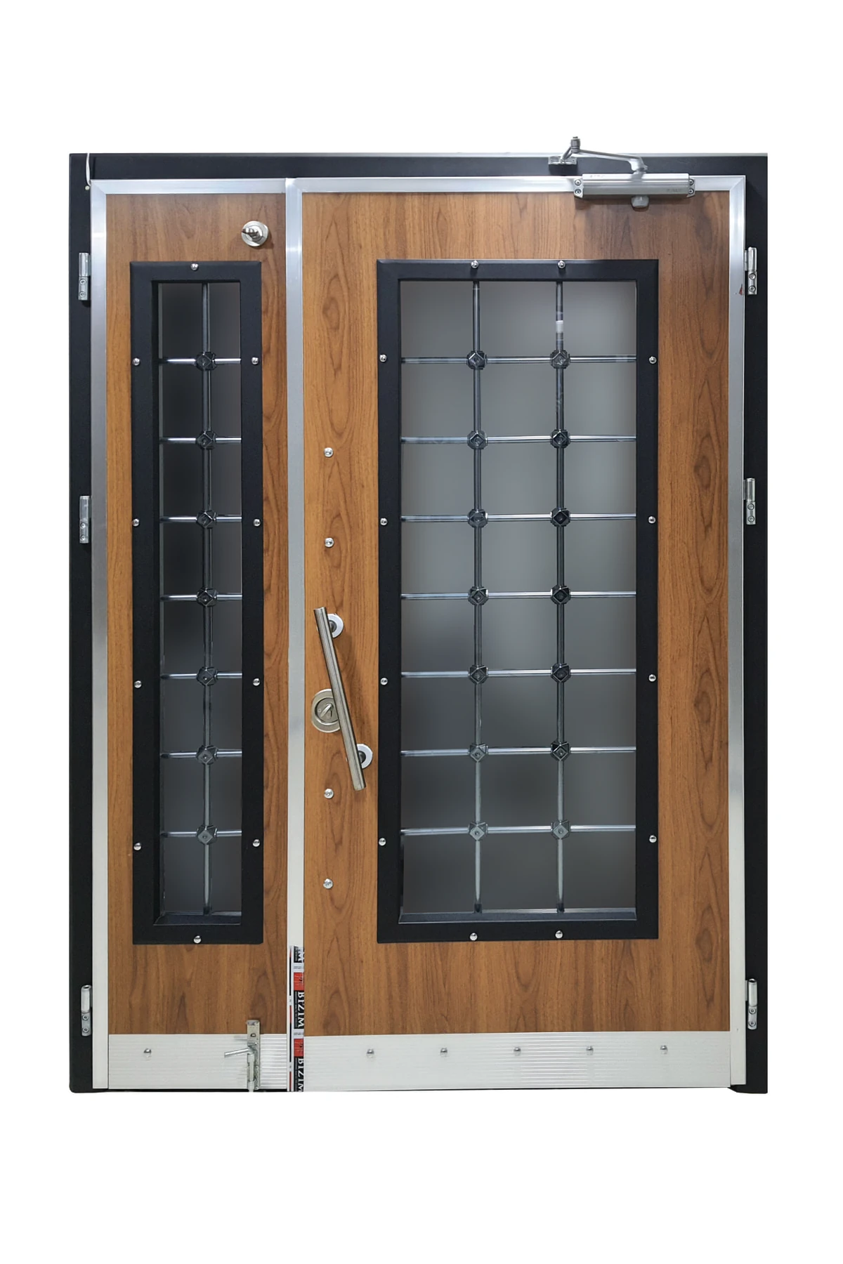 Çelik Kapı Siyah Renk Statik Kasalı Saruhan Renk Ahşahçelik Kapı, Apartman Giriş Kapısı Sağ Açılım