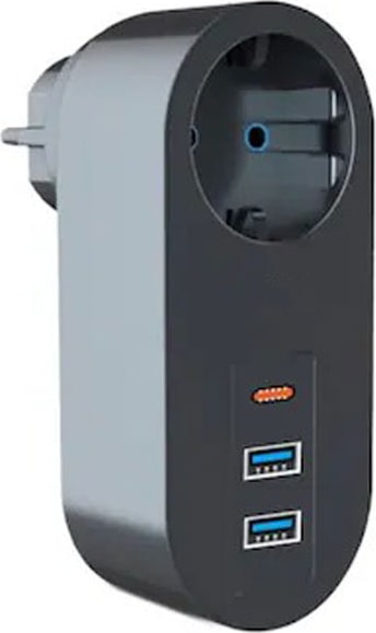 Tekli Akım Korumalı 2 Adet USB 1 Adet Type-C Girişli Priz 3400