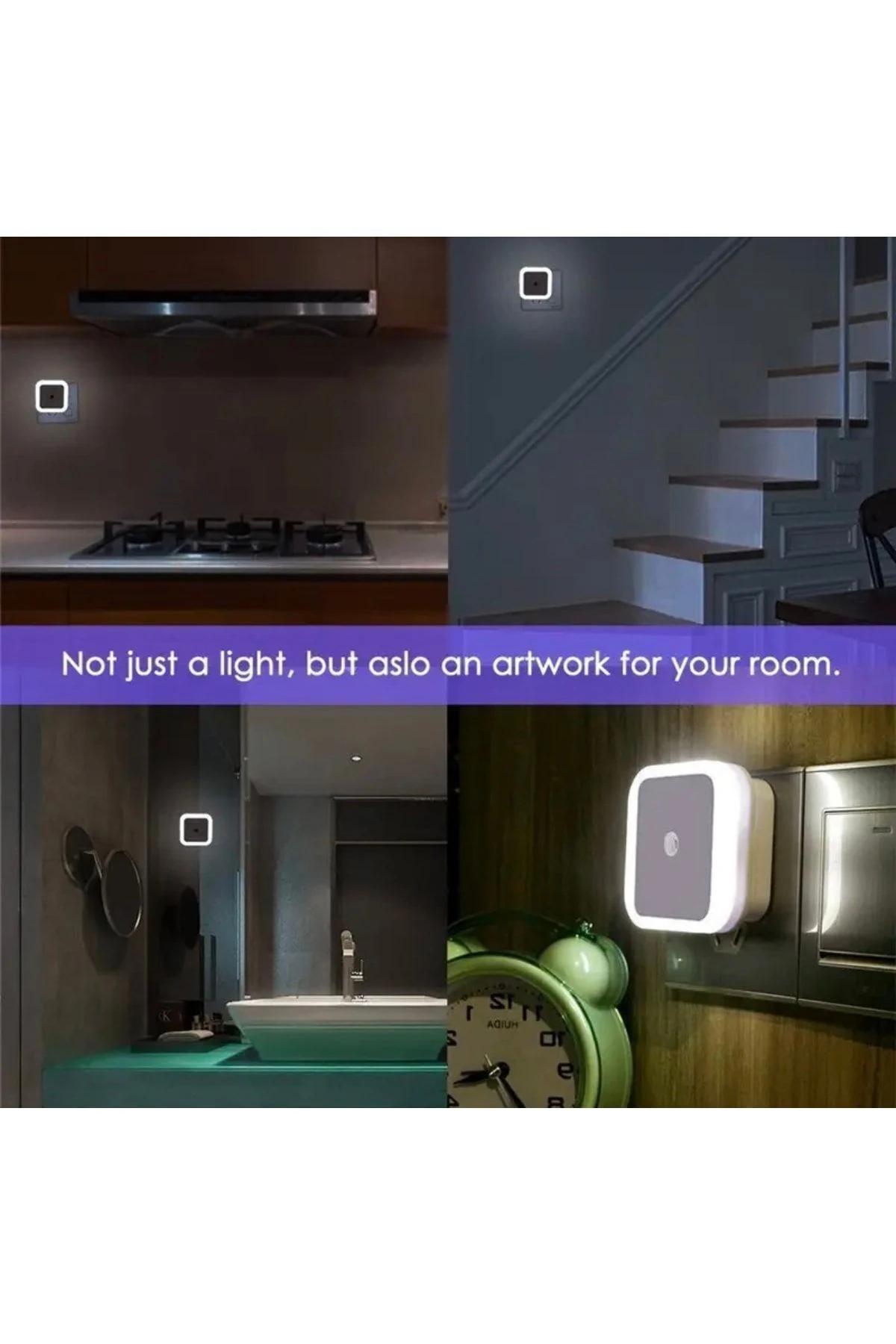 Beyaz Sensörlü Gece Lambası Fişe Tak Çalıştır Karışık Renk Led Spot