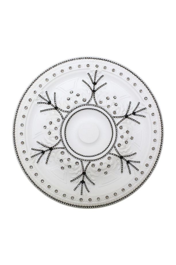 Taşlı Osmanlı Desenli Stropiyer Tavan Göbeği - 40 Cm - Siyah