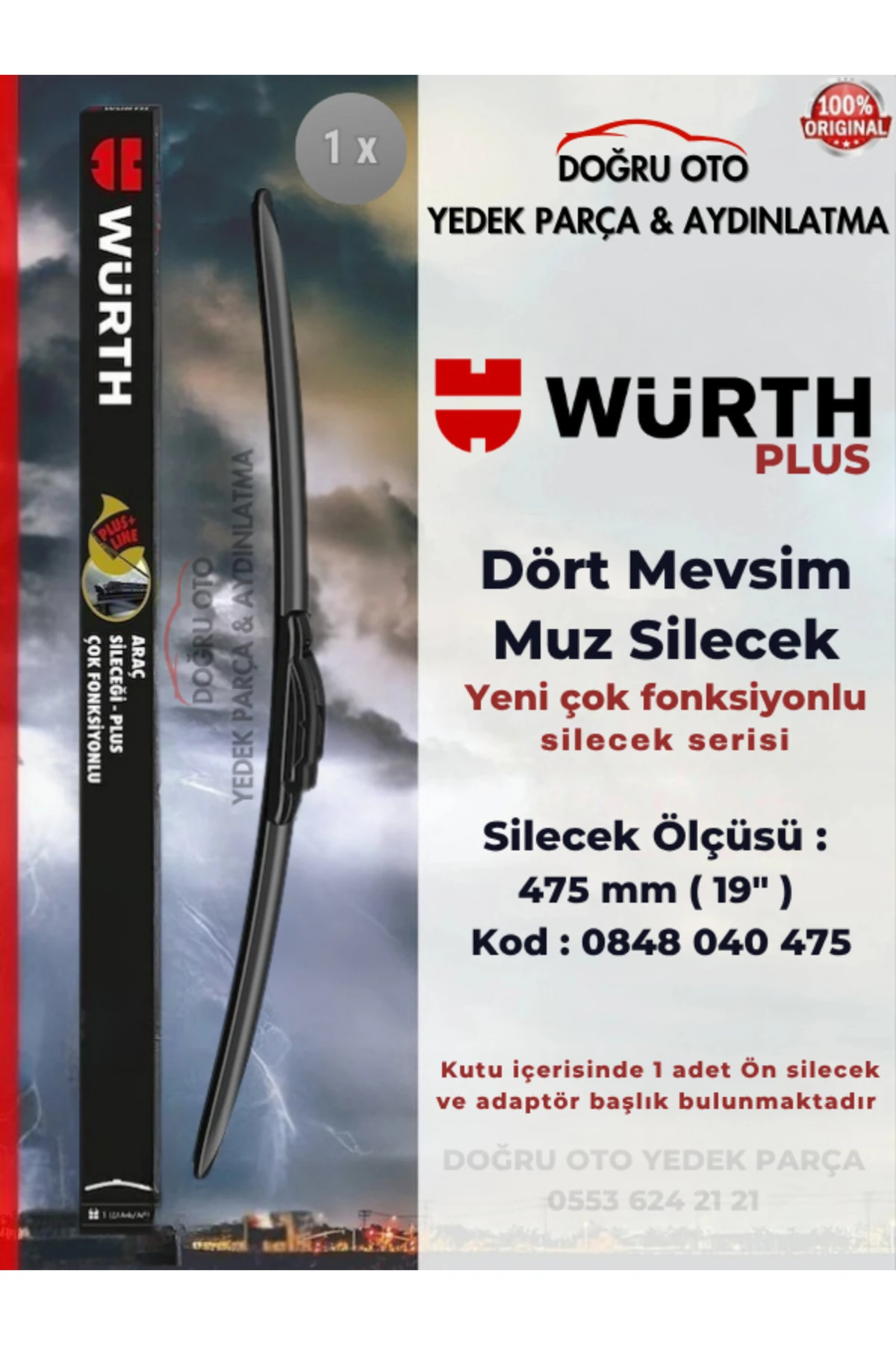 1 Adet Dört Mevsim Araç Cam Silecek - 475mm 19" DOĞRU OTO