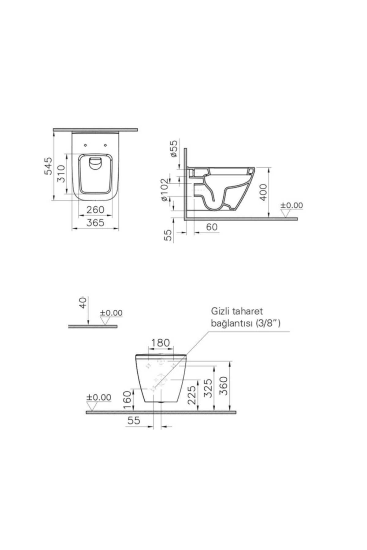 Integra Square Asma Klozet + Soft Klozet Kapağı+gömme Rezervuar Set