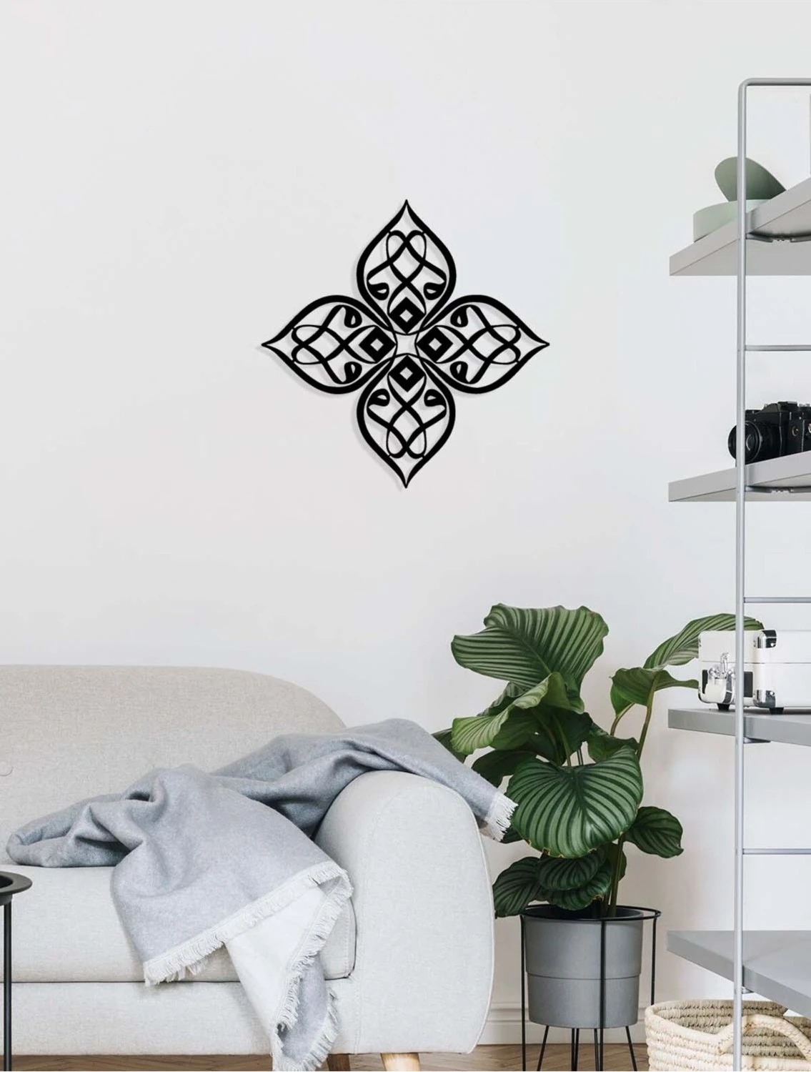 -Vav Harfi Islami Metal Tablo - Islami Ev Dekorasyonu - Dini Duvar Tabloları - 50 X 50 - Cm - Sıyah-Islm-178