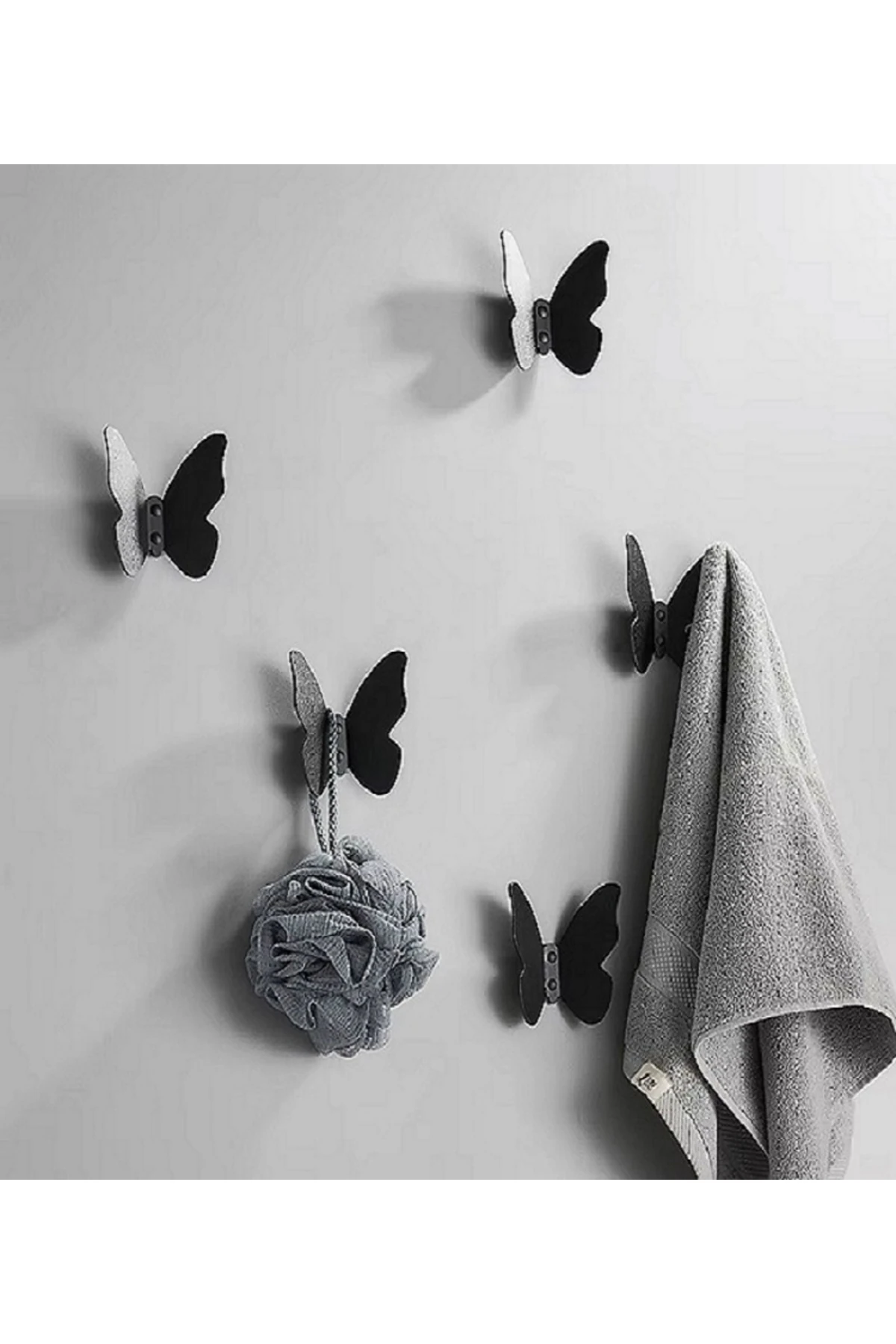 Siyah Metal Askı,Vestiyer portmanto dolap duvar askısı havlu bornoz banyo askısı 5'li set