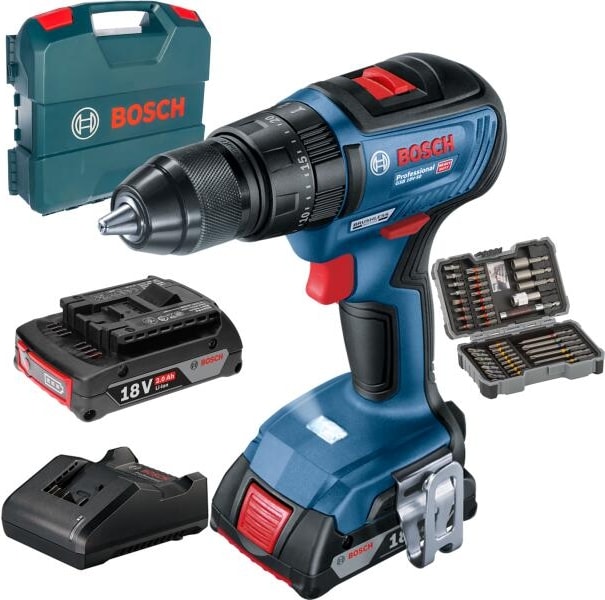 BOSCH Gsb 18V-50+AC+CC Akülü Darbeli Vidalama+ 43 Parça Set