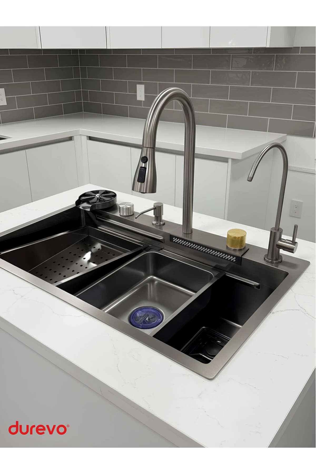 Mutfak Evyesi -Teknolojik Akıllı Eviye Sus304 Paslanmaz Çelik 3 mm Kalınlık PVD yüzey