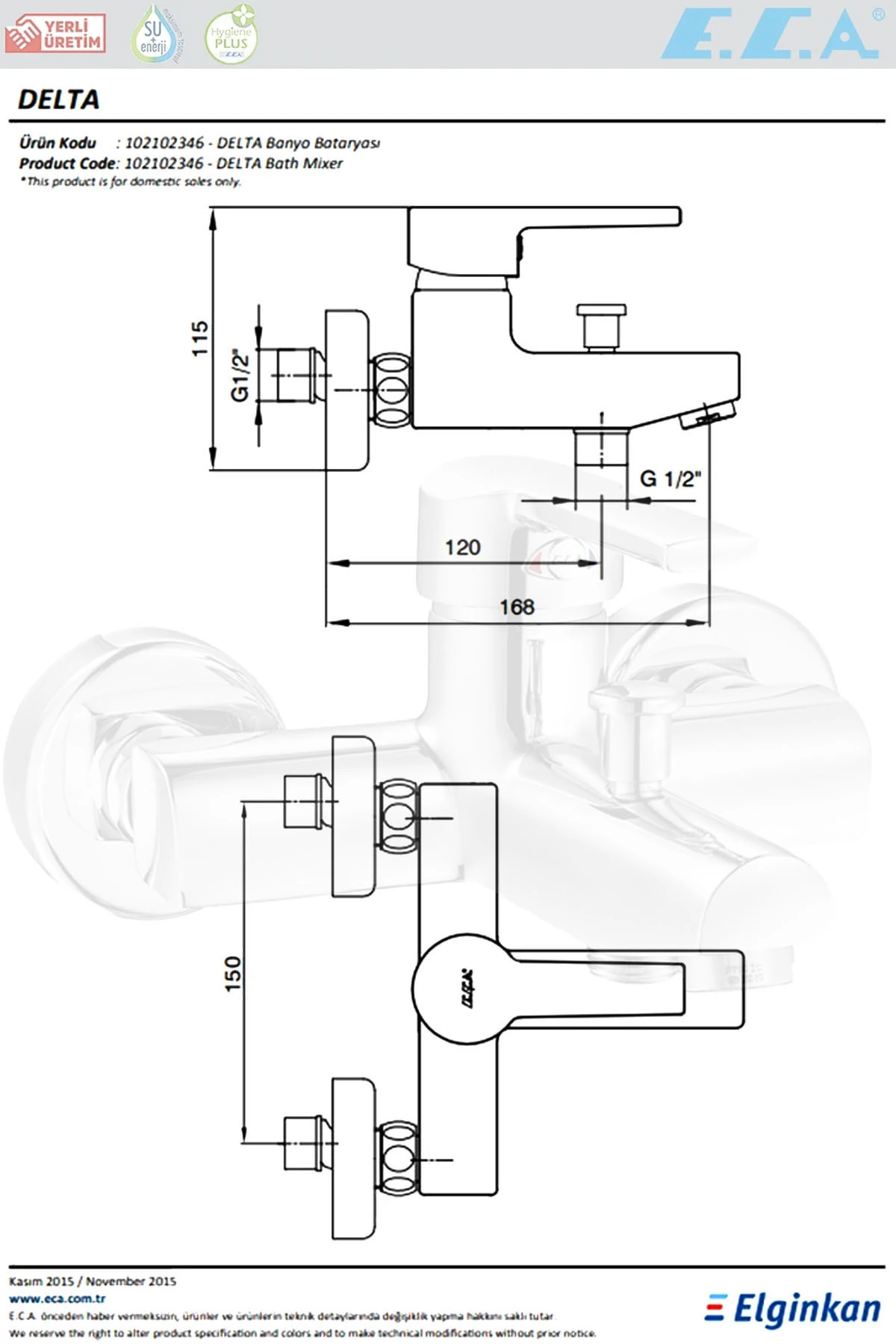 E.C.A Delta Banyo Duş Bataryası 102102346