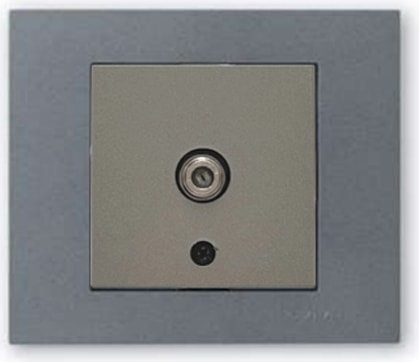 Grano Metalik F Konnektör Uydu Prizi Antrasit + Füme Çerçeve