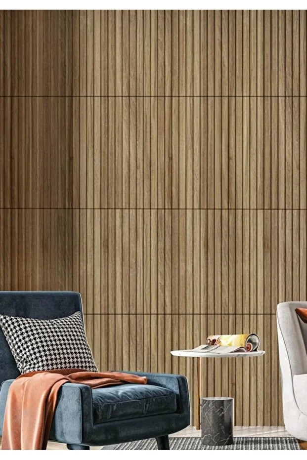 1m² (50cmx50cm 4 Adet)Kahverengi 3D ABS PVC Malzeme Dayanıklı Duvar Paneli Silinebilir Lambiri Panel