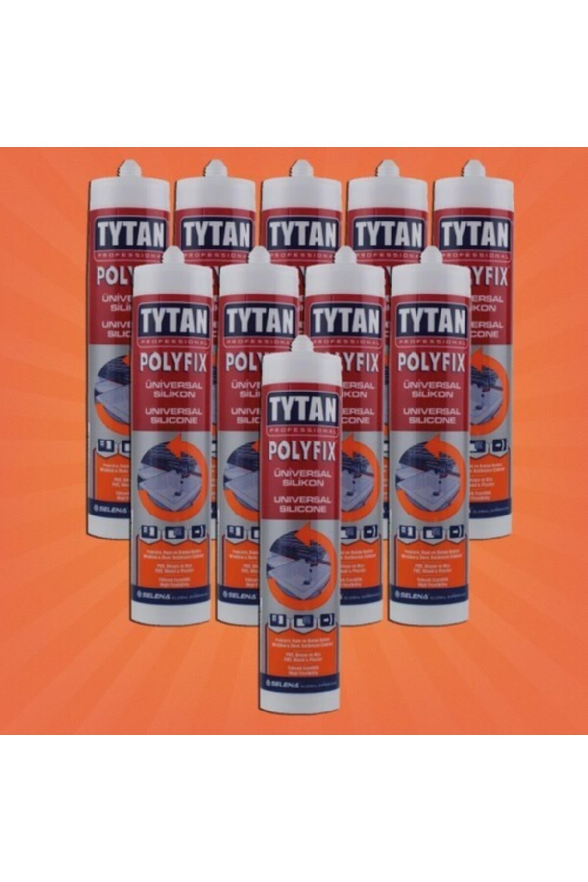 Tyttan Polyfıx Üniversal Şeffaf Silikon 280 Gr Pencere, Kapı, Duşakabin, Mutfak Mermeri. (10 Adet.)