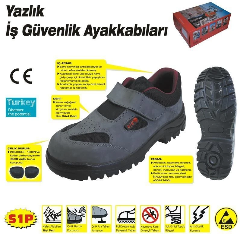 414 Yazlık S1 45 No Çelik Burunlu Ayakkabı