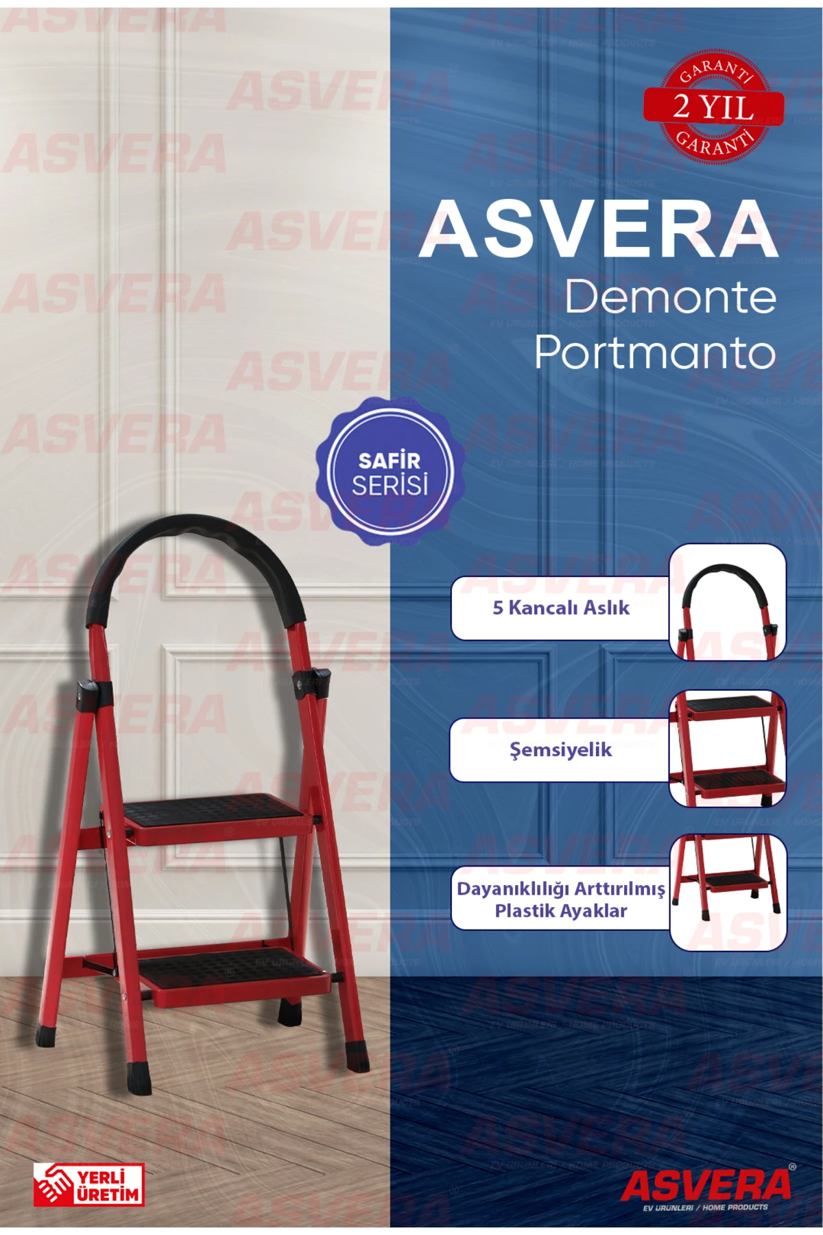 Patika 2’li Ev Tipi Katlanır Merdiven | Ev, Bahçe ve Depo için Güvenli Hafif, Dayanıklı Tasarım