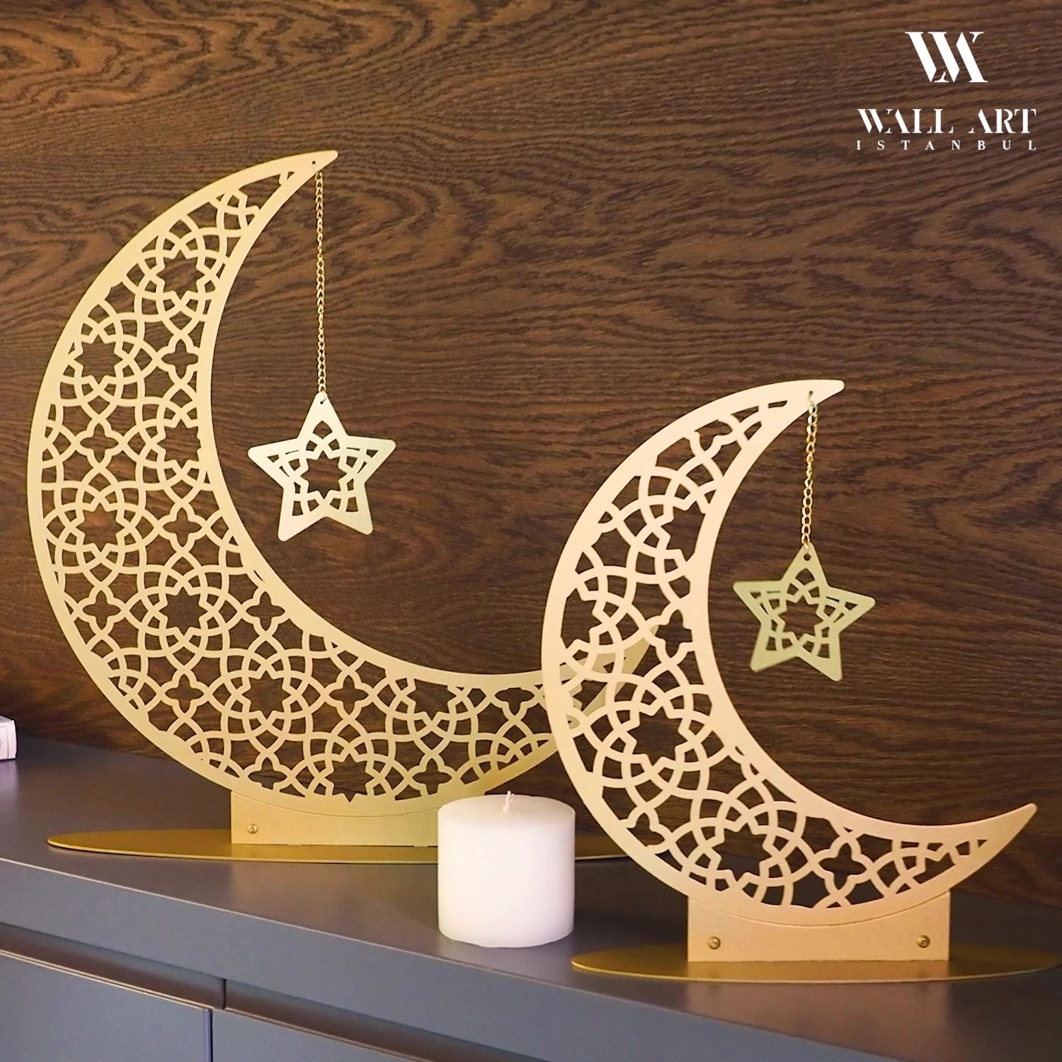 33 Cm Metal Ramazan Hilali Masaüstü Islami Dekor - Ramazan Süsleri - Ev Dekorasyon - Wamh169