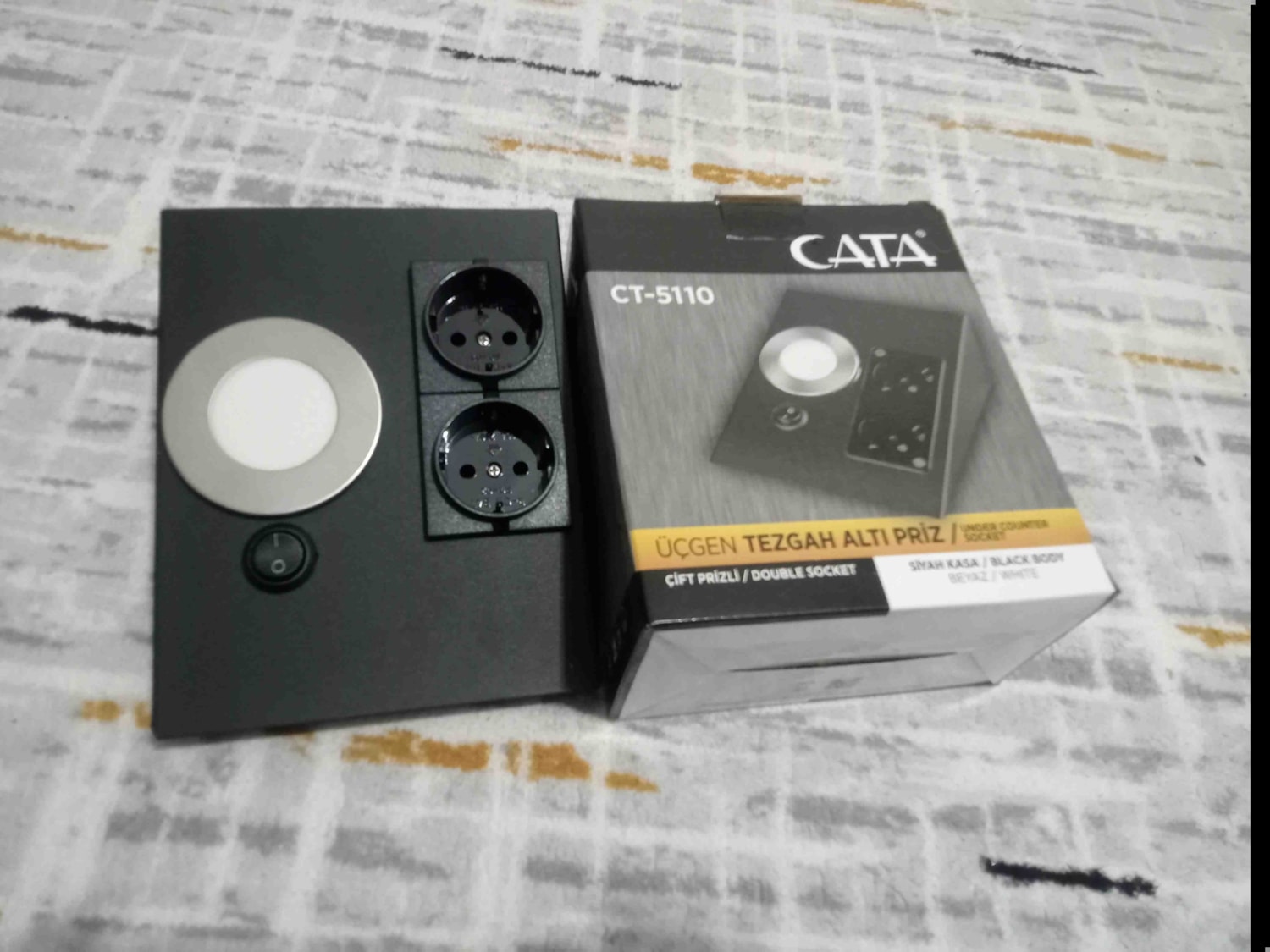 Siyah Kasa Tezgah Altı Priz