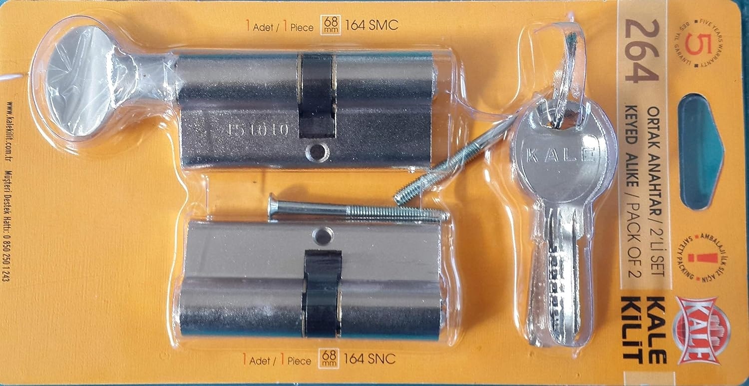 264 Ortak Anahtarlı 2'li Set (Snc+Smc) Kilit Silindiri, Barel (68 mm)