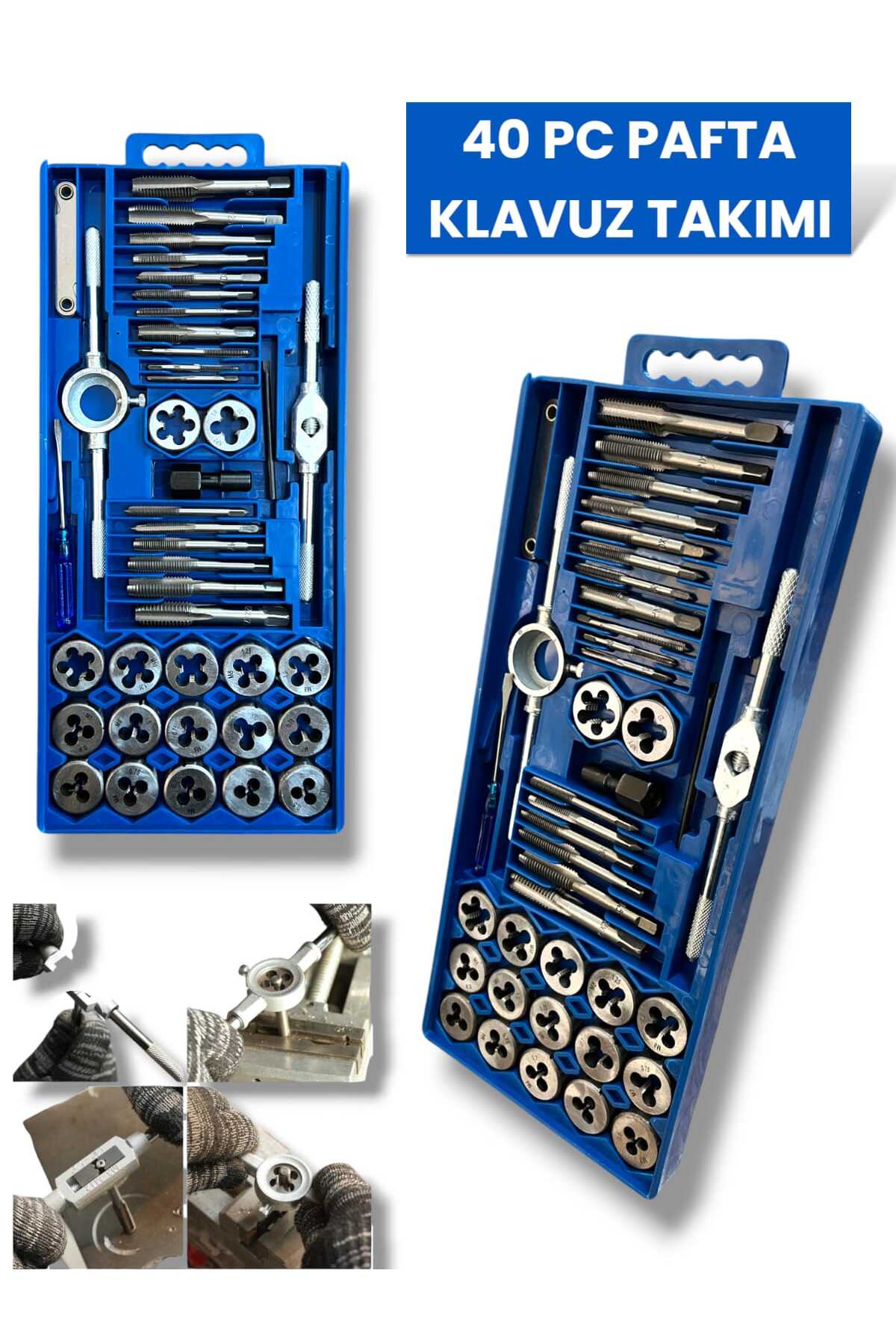 40 Parça Klavuz Pafta Seti Metrik Set M3-M12 Arası 40lı Takım