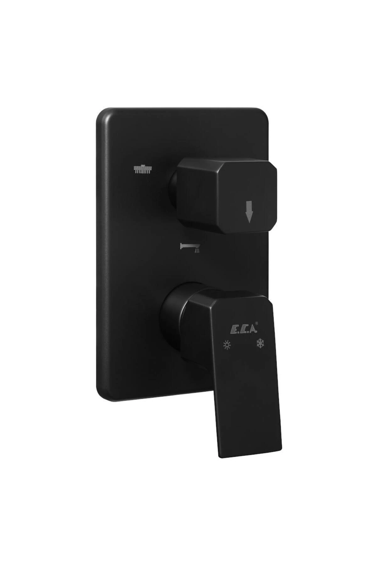 Tiera Ankastre Duş Seti Mat Siyah - 3 yollu / 7 parça set - ECA.ANKSET.BD313.C1