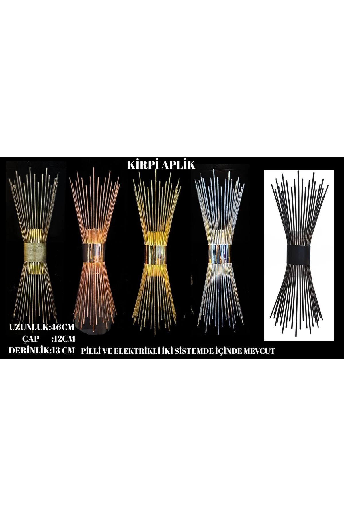 Kirpi Rose, Pilli Aplik, Anahtarlı, Pilli Elektrikli 1 Adet Ledli Duvar Aplik, Gece Lambası