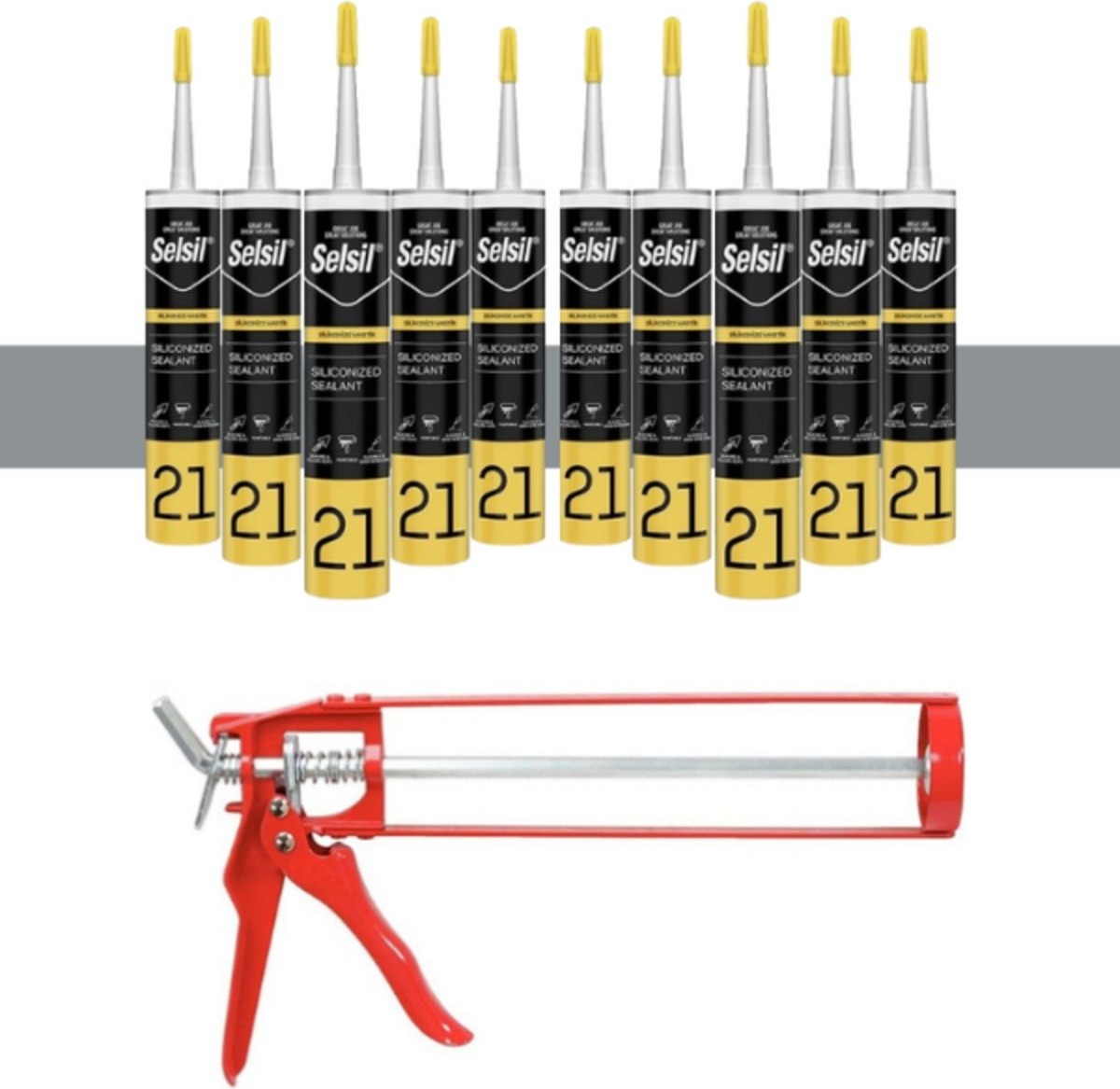 Silikonize Mastik 500 gr Gri (10 Adet),demir Tabanca