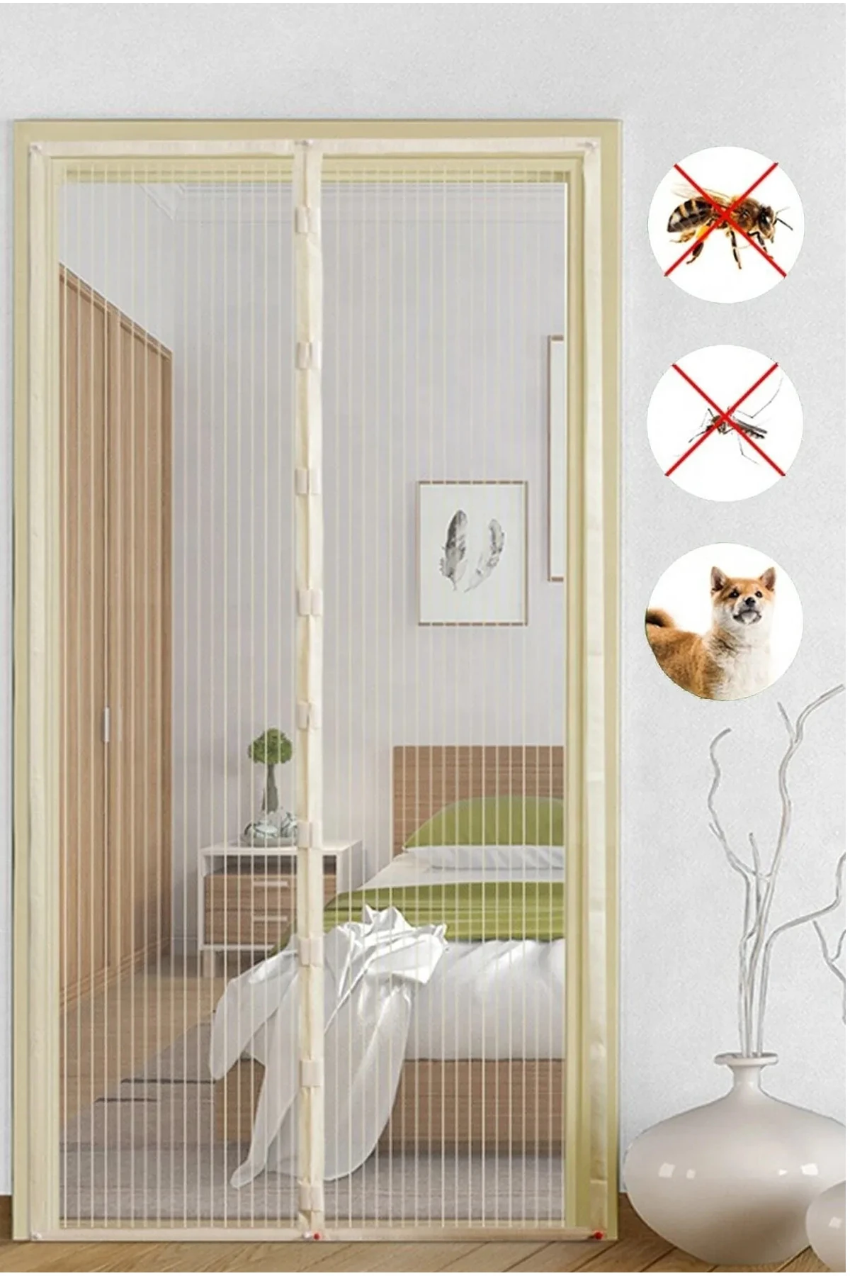 Premium Pencere Balkon Dükkan Cam Pratik Manyetik Mıknatıslı Kapı Sineklik 90 X 210