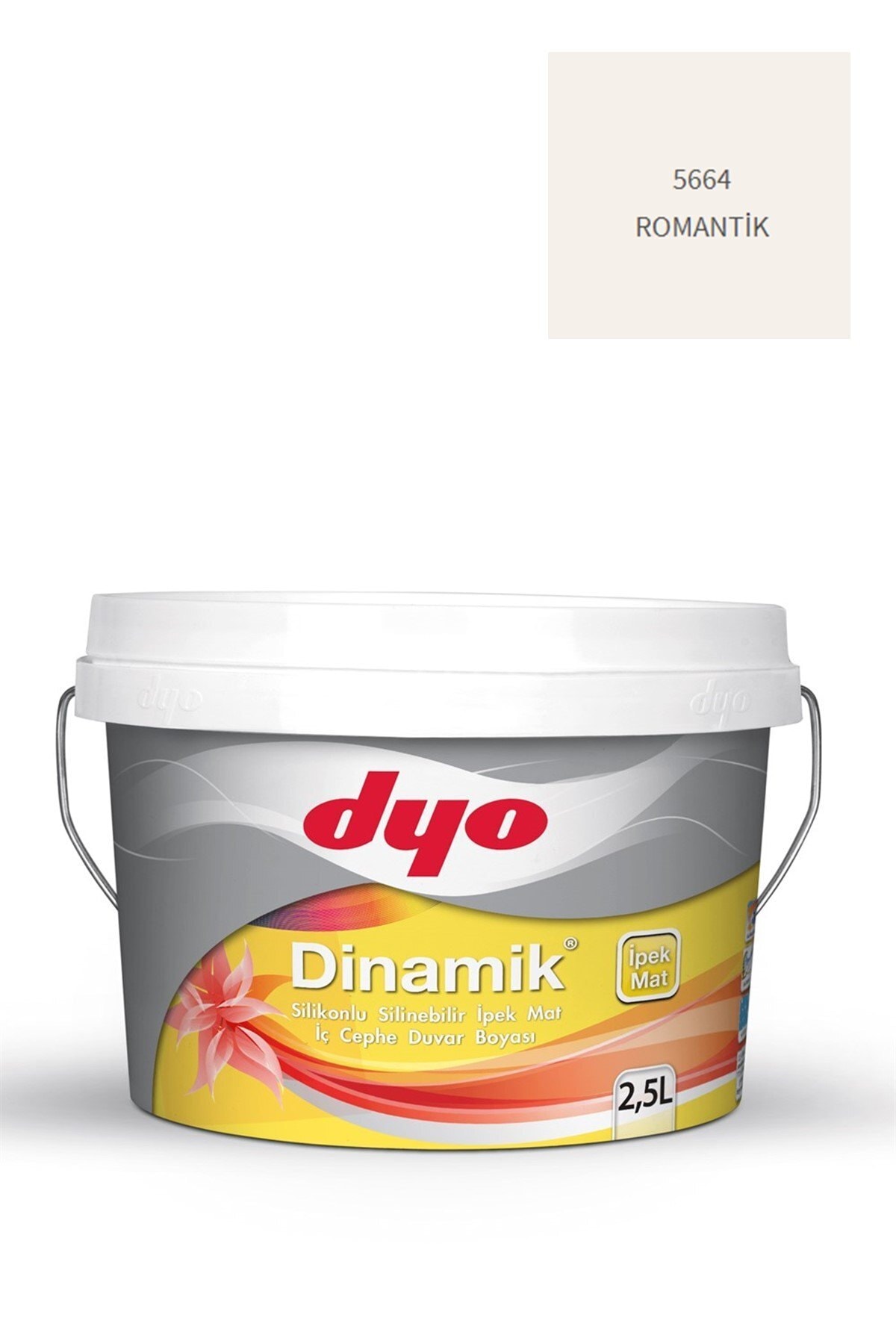 Dinamik Silikonlu Silinebilir Ipek Mat Iç Cephe Duvar Boyası 5664 Romantik 2,5 Lt