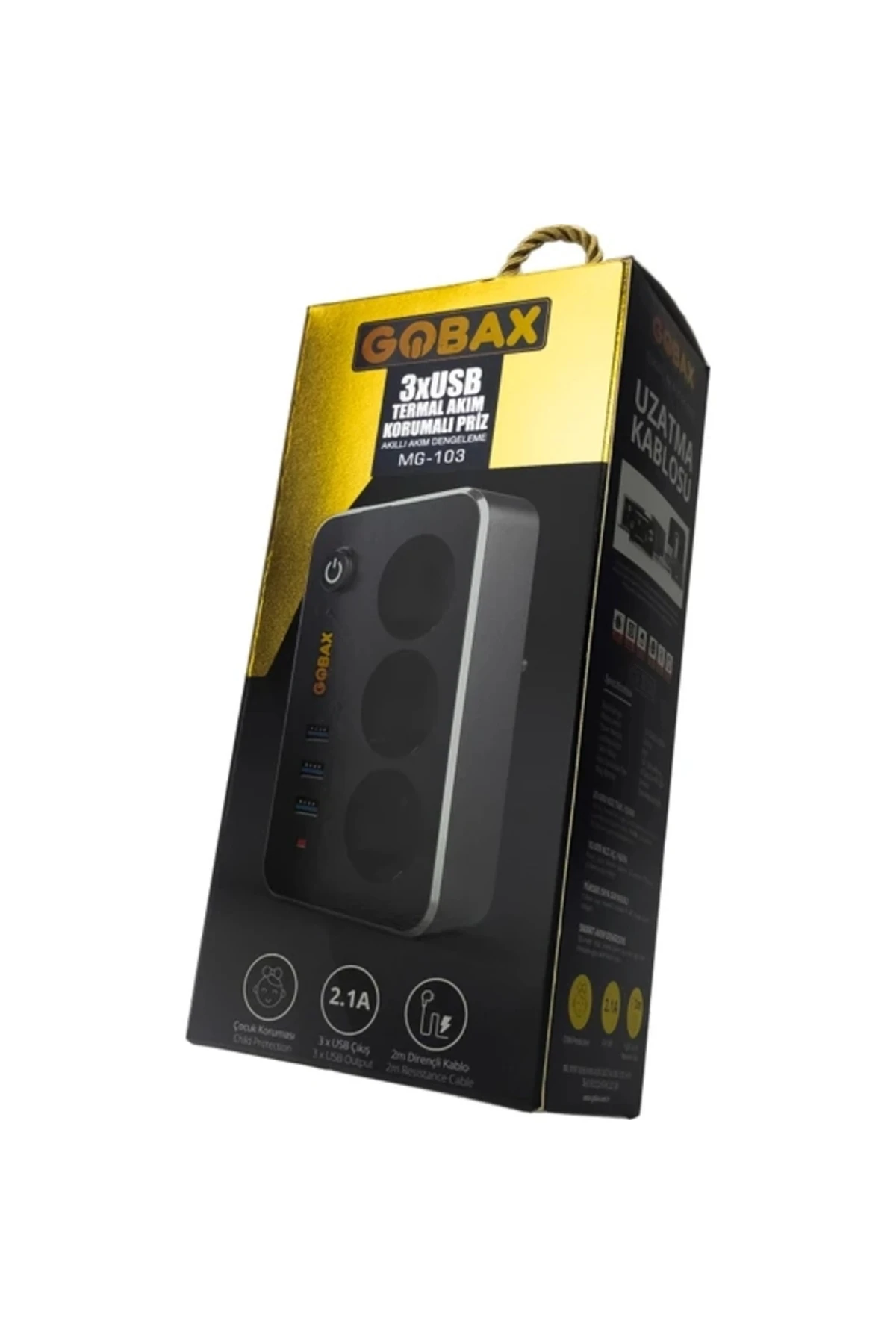 Akım Korumalı Akıllı Priz,Termal Akım Korumalı 3X Ledli Usb, 3X Priz 2 M Uzatmalı Çocuk Korumalı