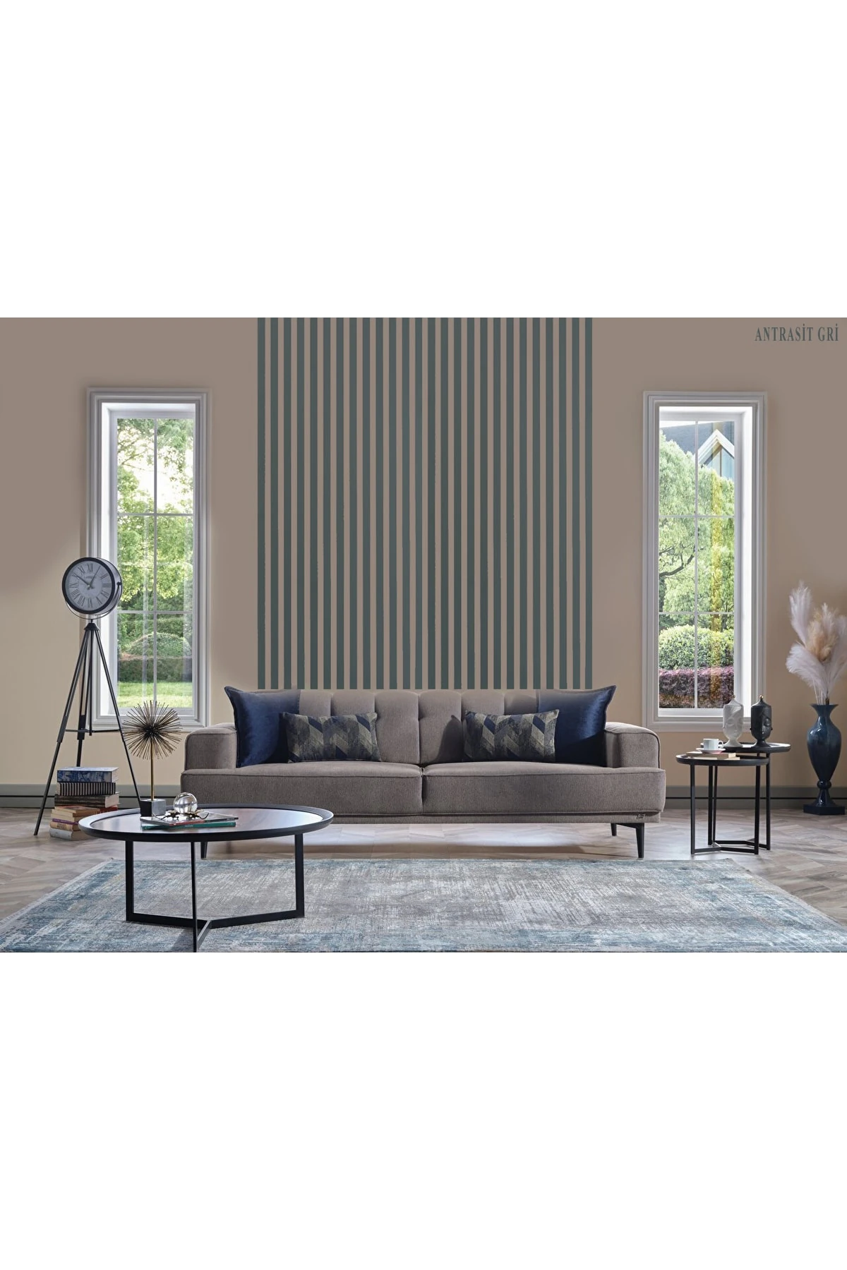 120 Cm 12 Adet Kendinden Yapışkanlı Antrasit Gri Ahşap Çıta