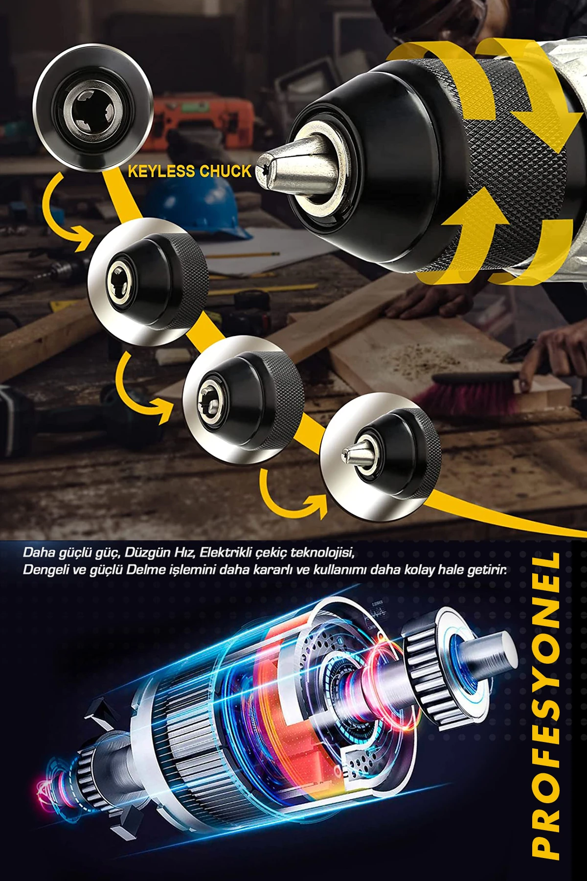 58 Vf 5ah Metal Şanzuman Kalın Batarya Çift Akülü Şarjlı Darbeli Matkap 82 Parça Akülü Vidalama