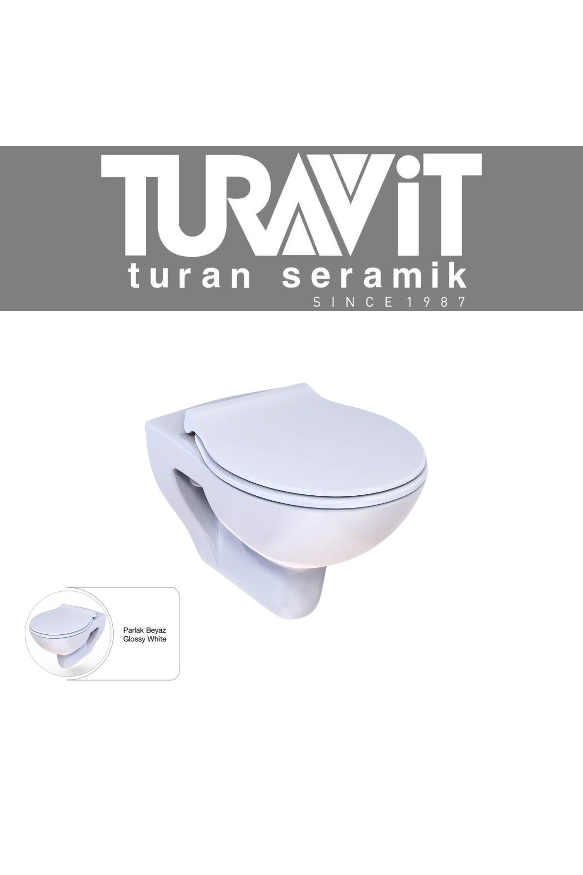 Pera Beyaz Kanalsız Kanalsız Asma Klozet PR3510, Nkp İpek Yavaş Kapak