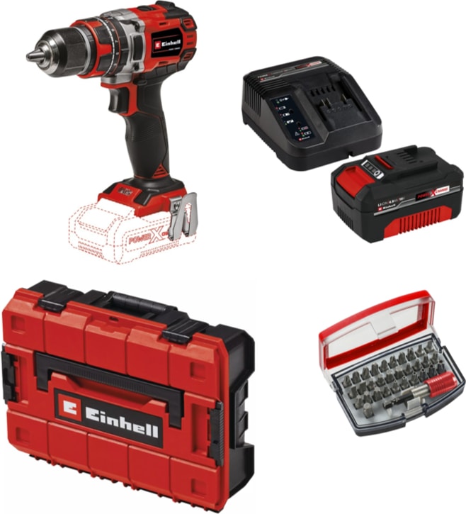 EİNHELL Tp-Cd 18/50 Li-I Bl Solo Akülü Vidalama Seti + 1 x 4 Ah Starter Kit (Bits Uç ve Çanta Dahil)
