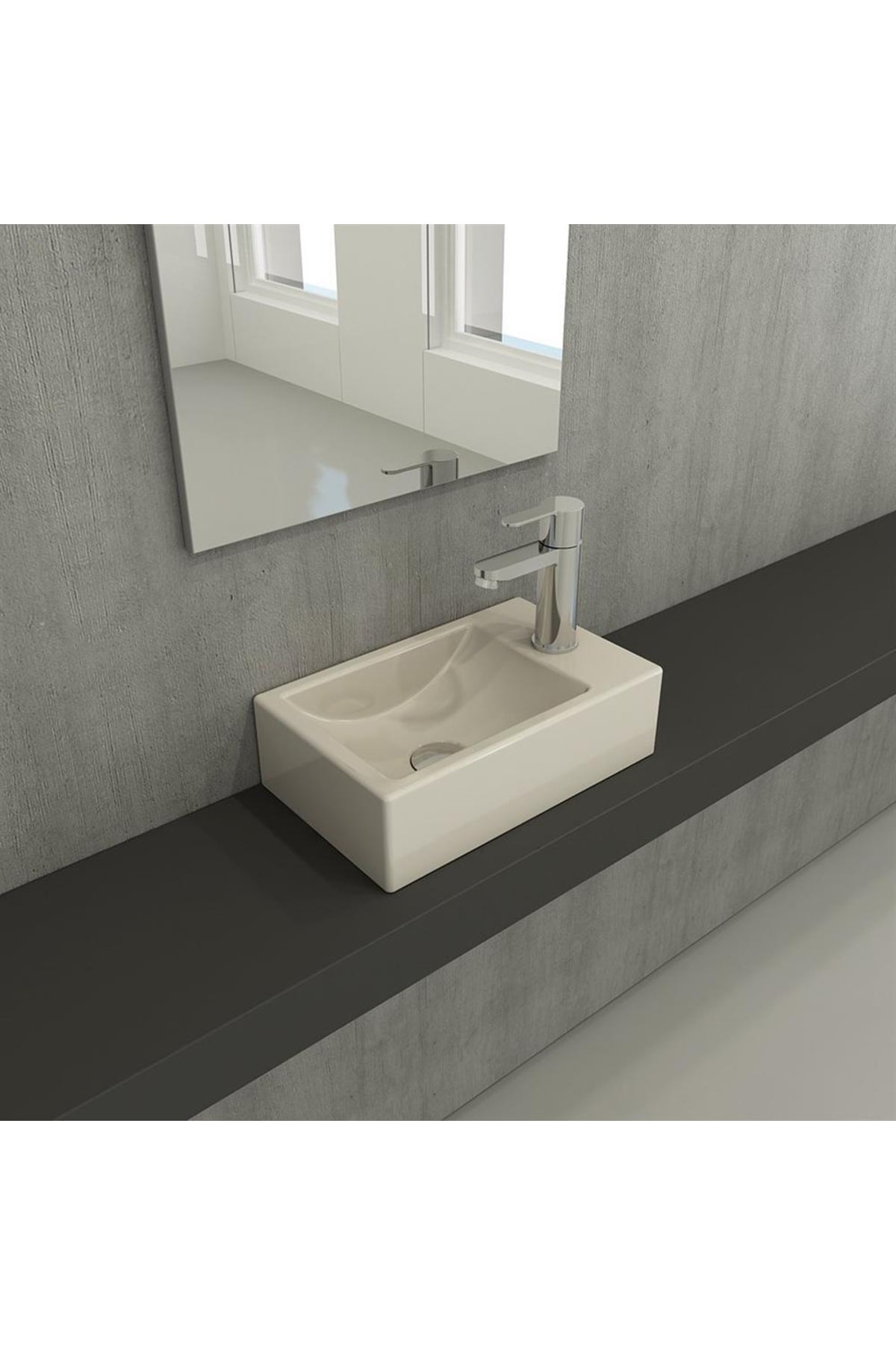 Milano Dar Sağ Lavabo 37 cm Parlak Bisküvi 1419-014-0126