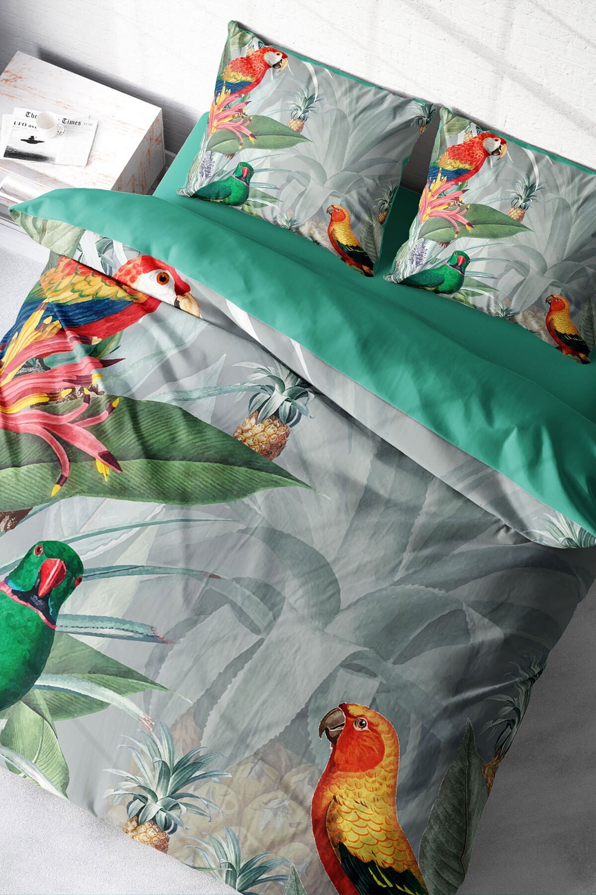 Kıng Sıze World Naturel Parrots Çift Kişilik Nevresim Takımı 220x240cm