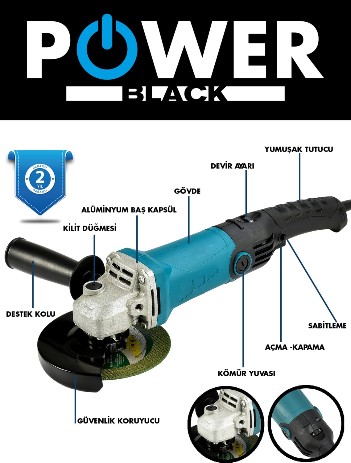 550 W 125 mm Bakır Sargılı Spiral Avuç Içi Kesme ve Ahşap Metal Kesme Taşlama Makinası