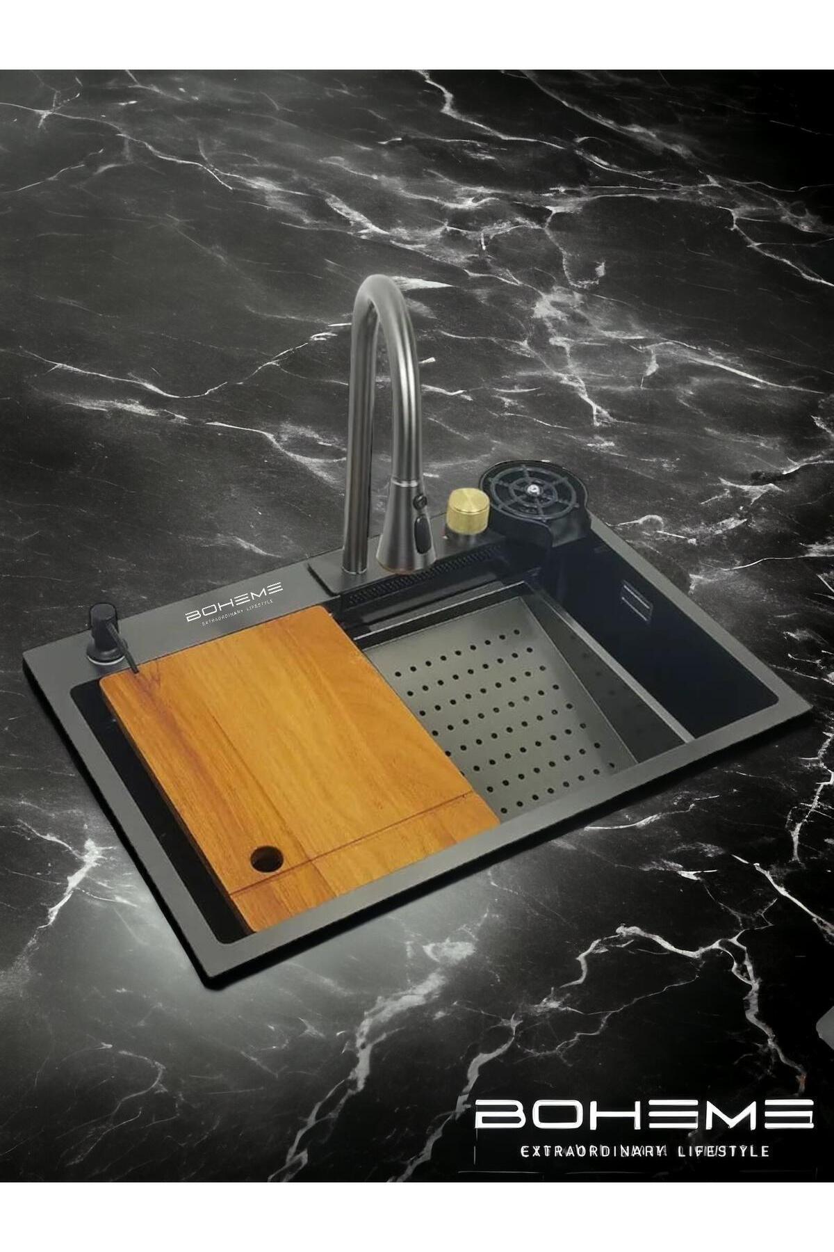 Teknolojik Eviye Seti Şelale, Çelik Batarya Mutfak Evyesi 3 Fonksiyonlu Bataryası Dahil