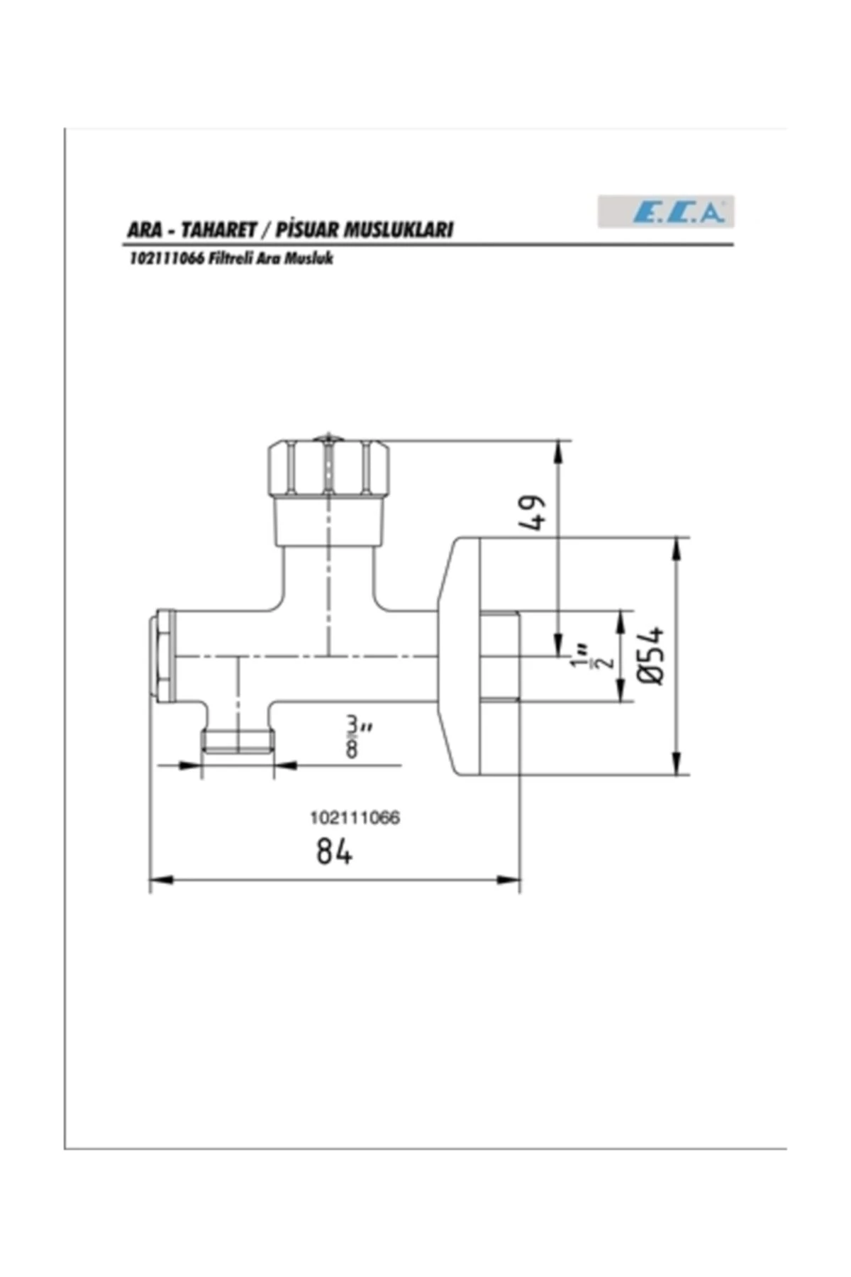 FİLTRELİ ARA MUSLUK (102111066) KAYAR ROZETLİ 5 YIL GARANTİ