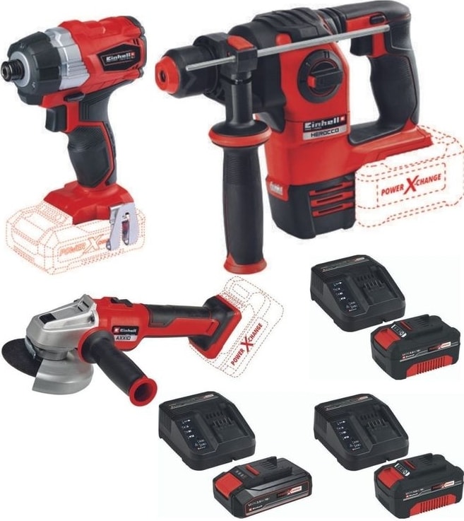 EİNHELL Te-Cı 18 Bl Axxio 18/115 Taşlama Herocco 18V Kırıcı Delici 2X4.0AH+2.5AH Akülü Kömürsüz Set